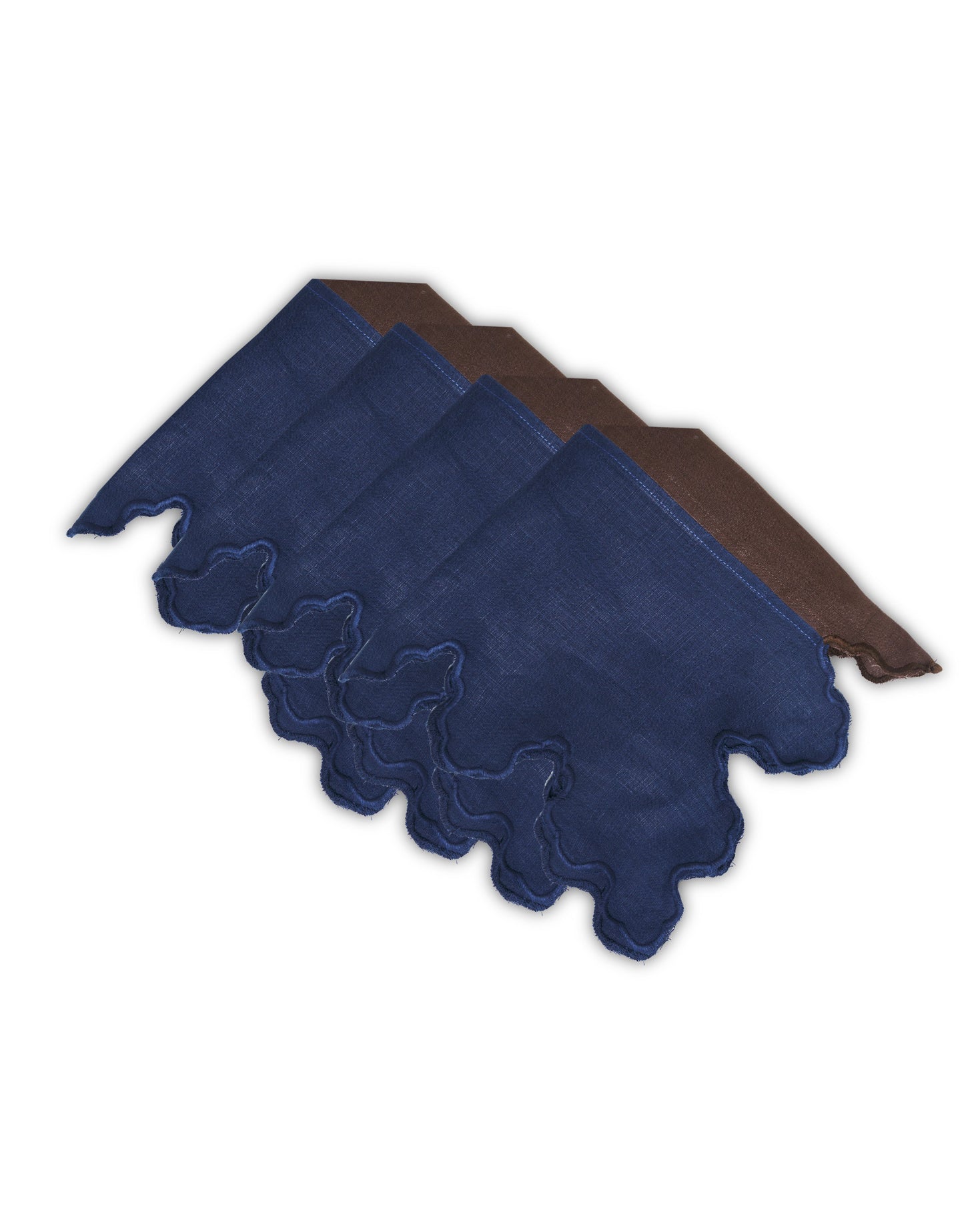 BLUE AND BROWN TABLECLOTH AND INDIVIDUAL SET