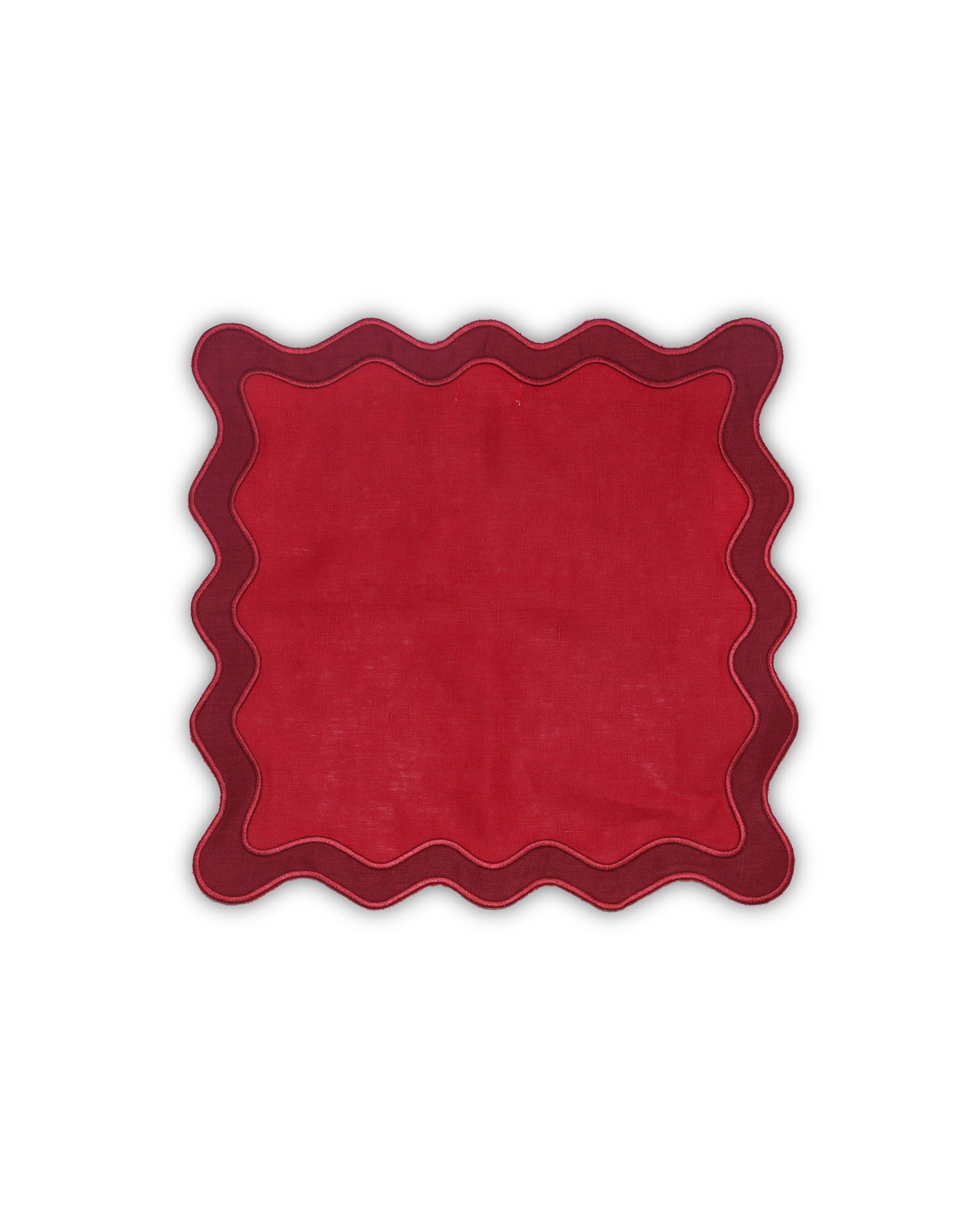 INDIVIDUAL Y SERVILLETA CON BORDE ONDULADO EN LINO