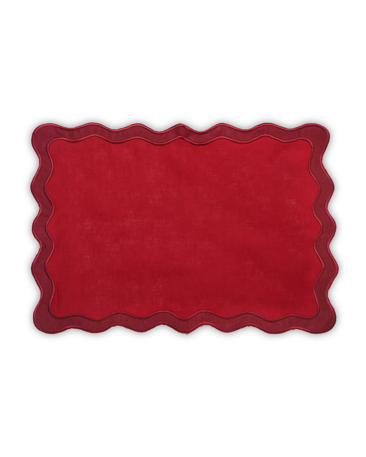 INDIVIDUAL Y SERVILLETA CON BORDE ONDULADO EN LINO