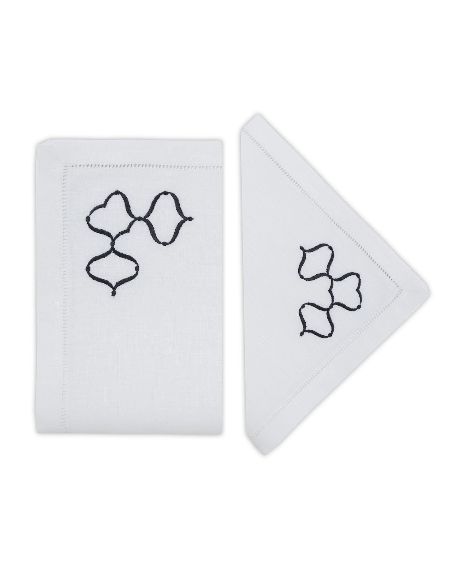 INDIVIDUAL AND LINEN NAPKIN WITH BLACK EMBROIDERY
