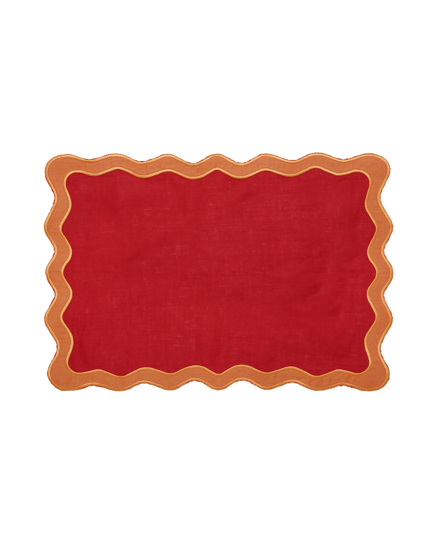 INDIVIDUAL Y SERVILLETA CON BORDE ONDULADO EN LINO