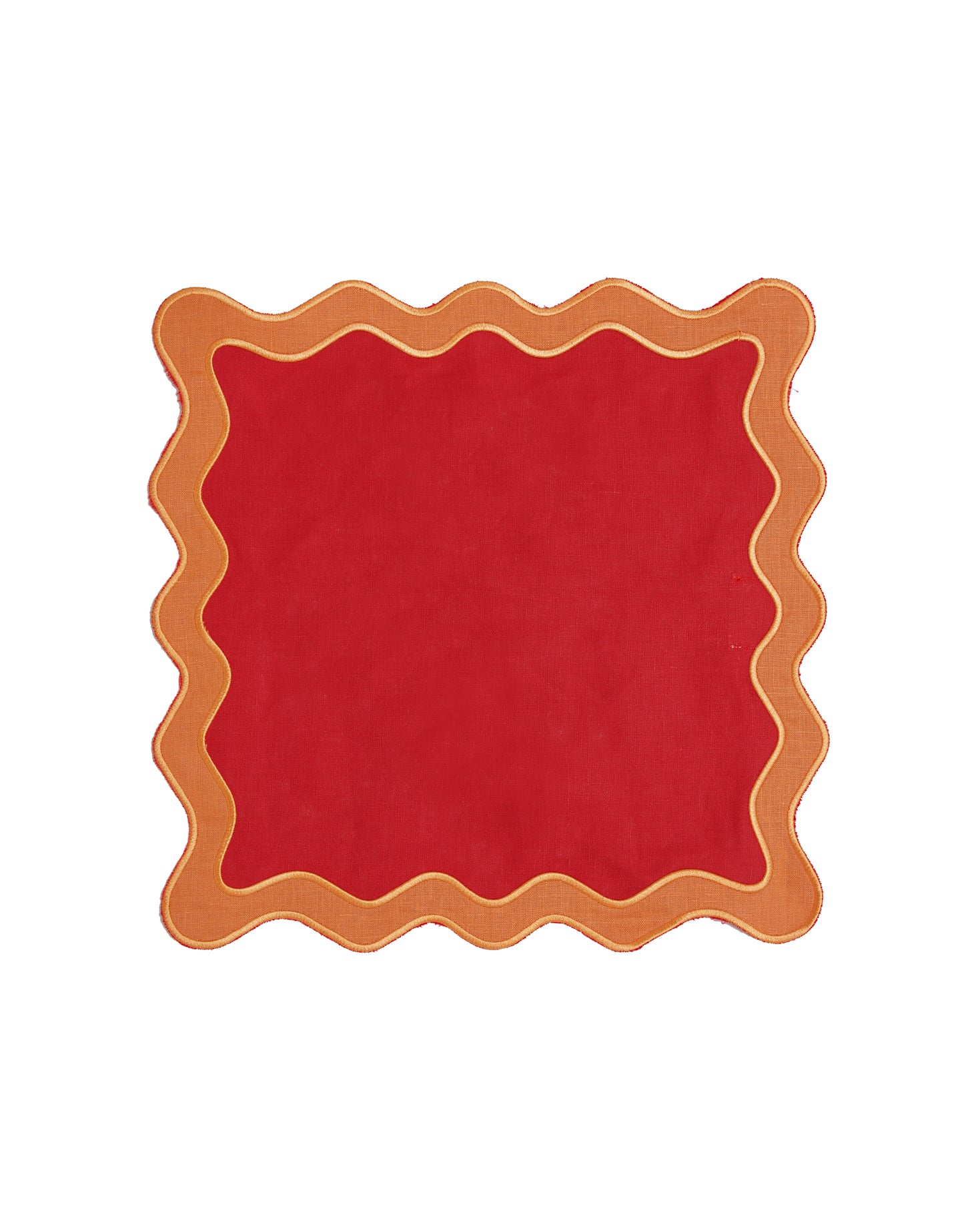 INDIVIDUAL Y SERVILLETA CON BORDE ONDULADO EN LINO