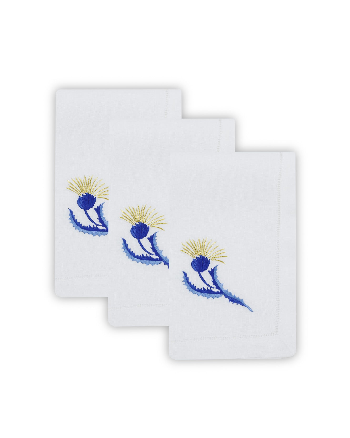 INDIVIDUAL Y SERVILLETA DE LINO CON BORDADO AZUL