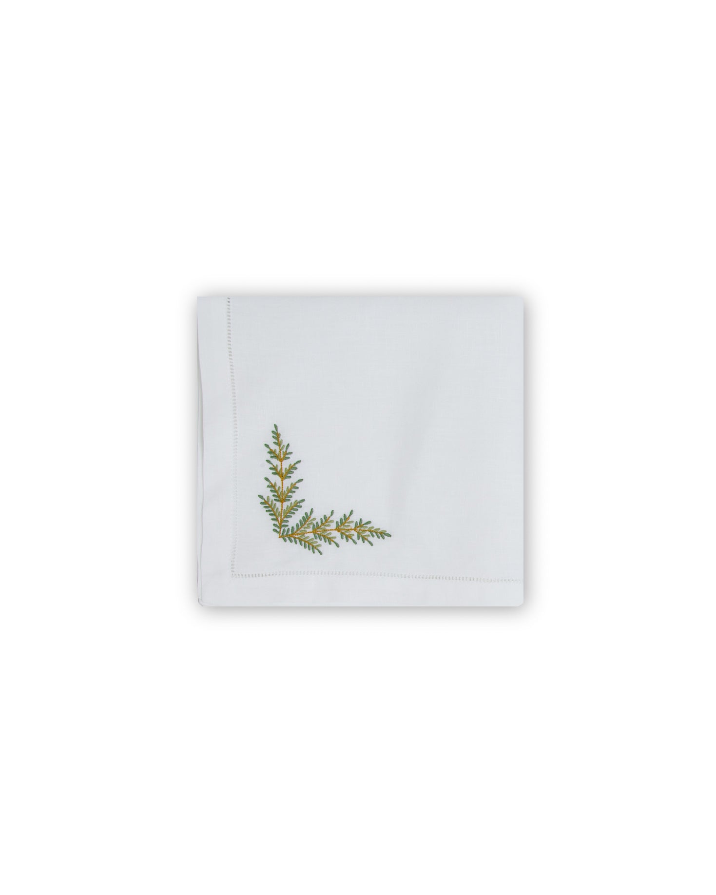 INDIVIDUAL Y SERVILLETA DE LINO CON BORDADO RAMA VERDE