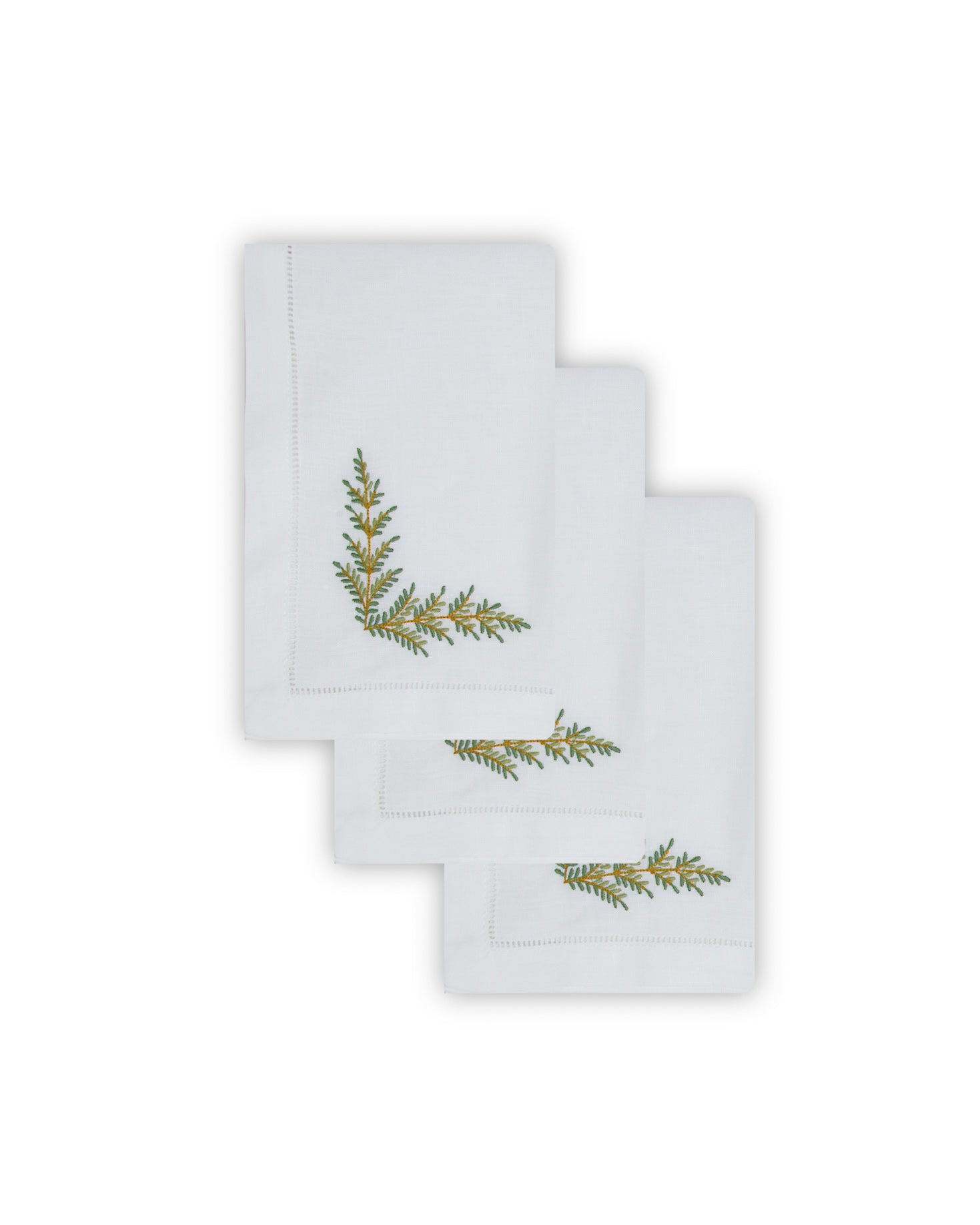 INDIVIDUAL Y SERVILLETA DE LINO CON BORDADO RAMA VERDE