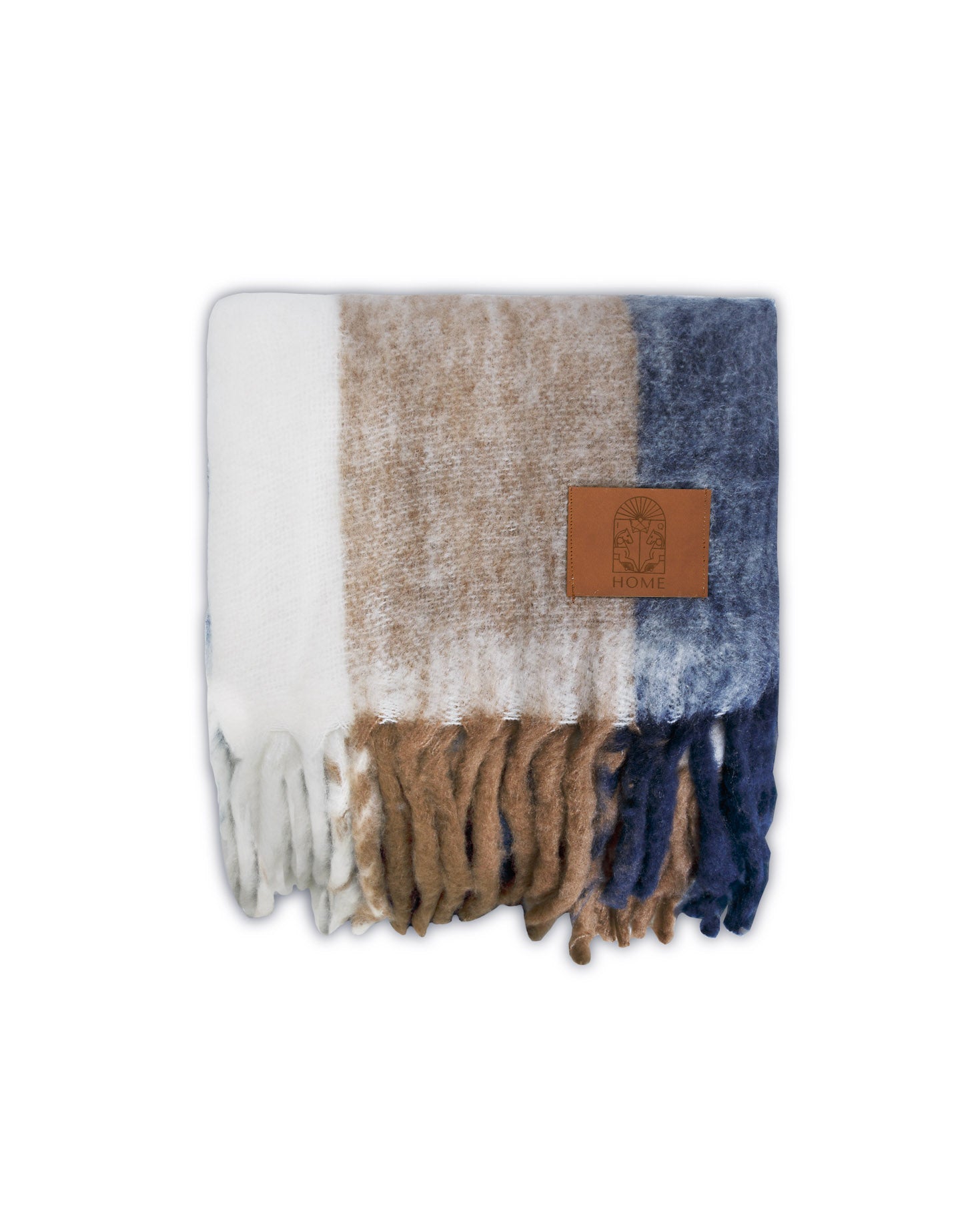 MANTA CUADROS BEIGE CON FLECOS