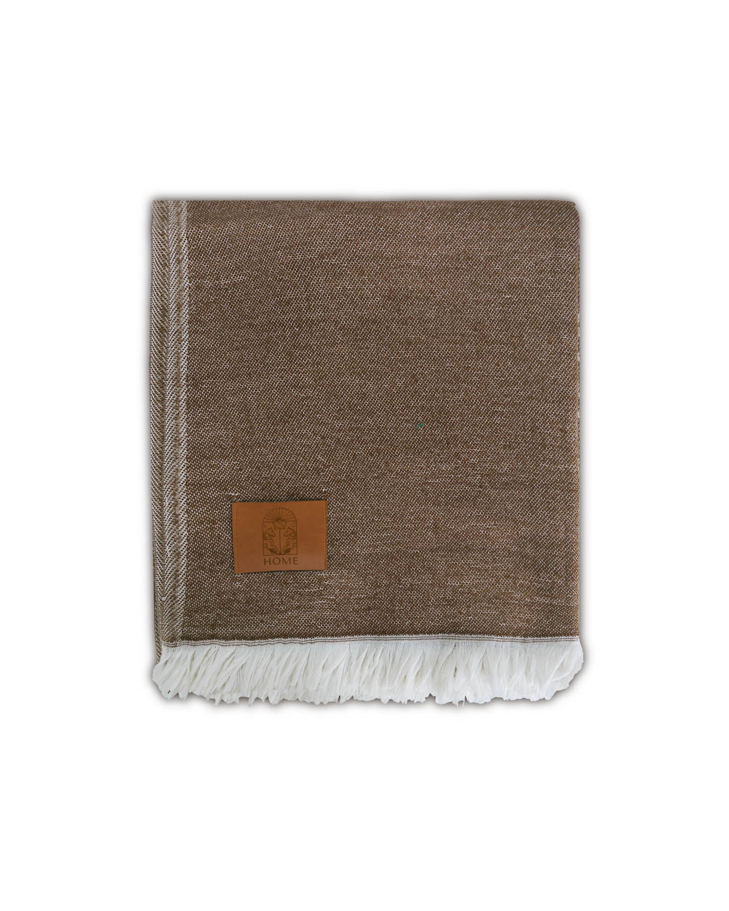 BROWN BLANKET LOGO AND SHORT FRINGE