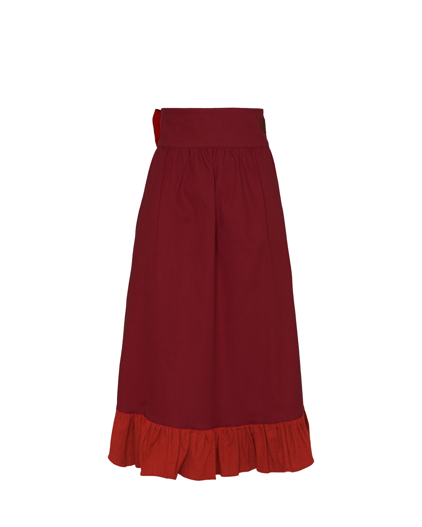 DELANTAL FALDA LINO BURDEOS