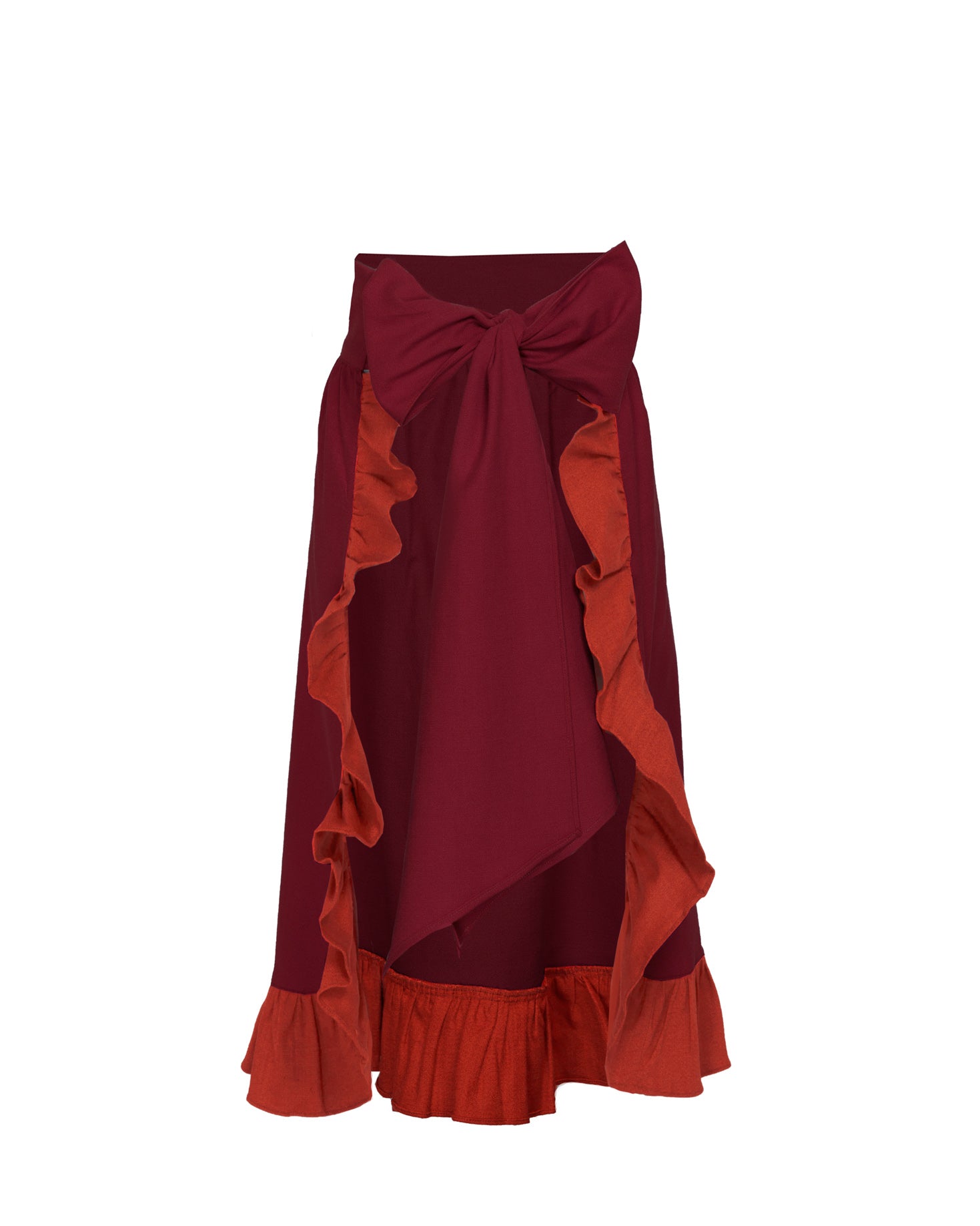 DELANTAL FALDA LINO BURDEOS