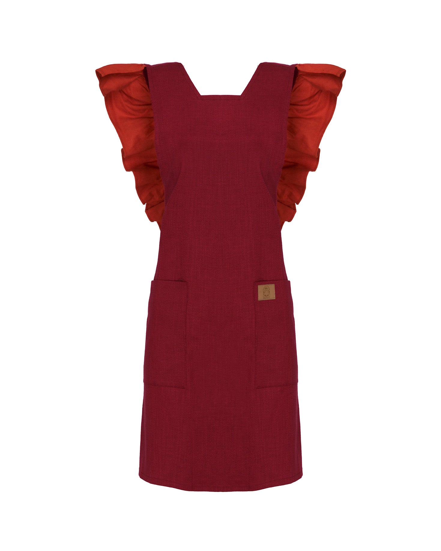 MANDIL LINO CUERPO BURDEOS