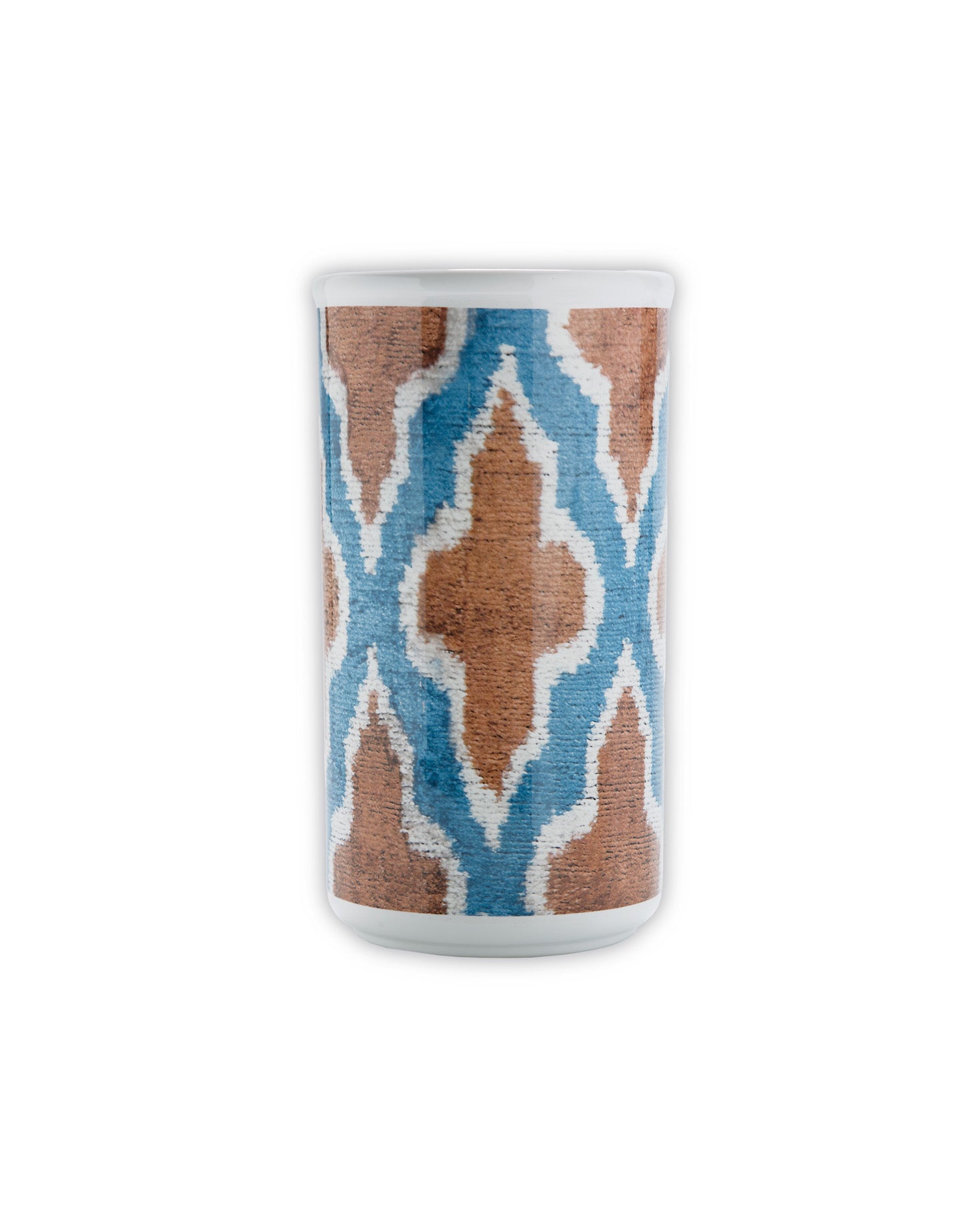 JARRON DE CERAMICA AZUL Y NARANJA