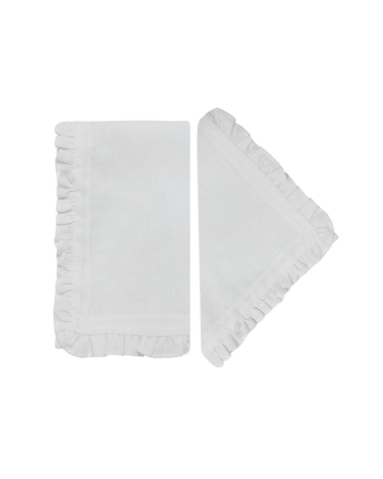 PACK SERVILLETA BLANCA DE LINO CON VOLANTE