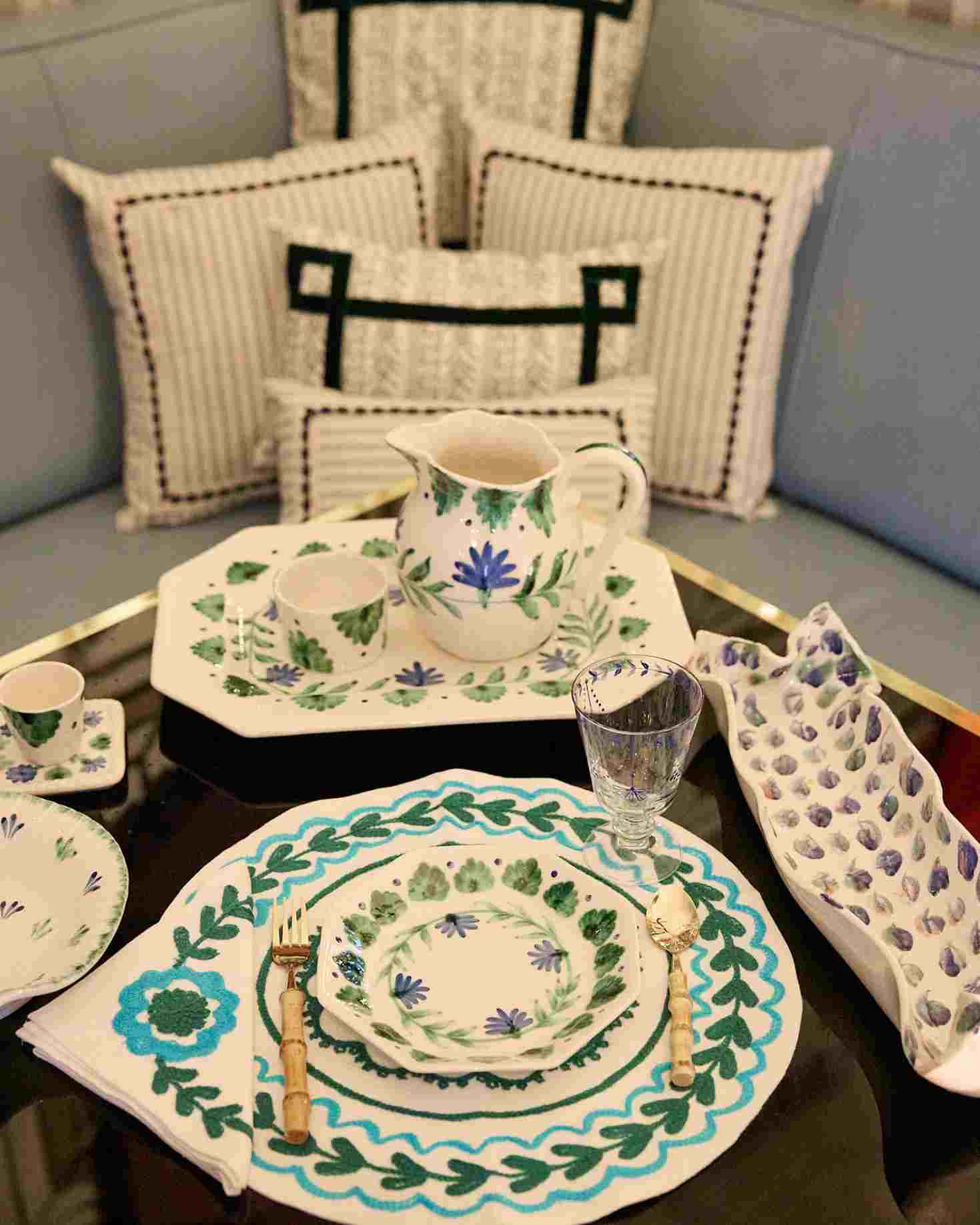 SET INDIVIDUAL Y SERVILLETA CALÉNDULA AZUL