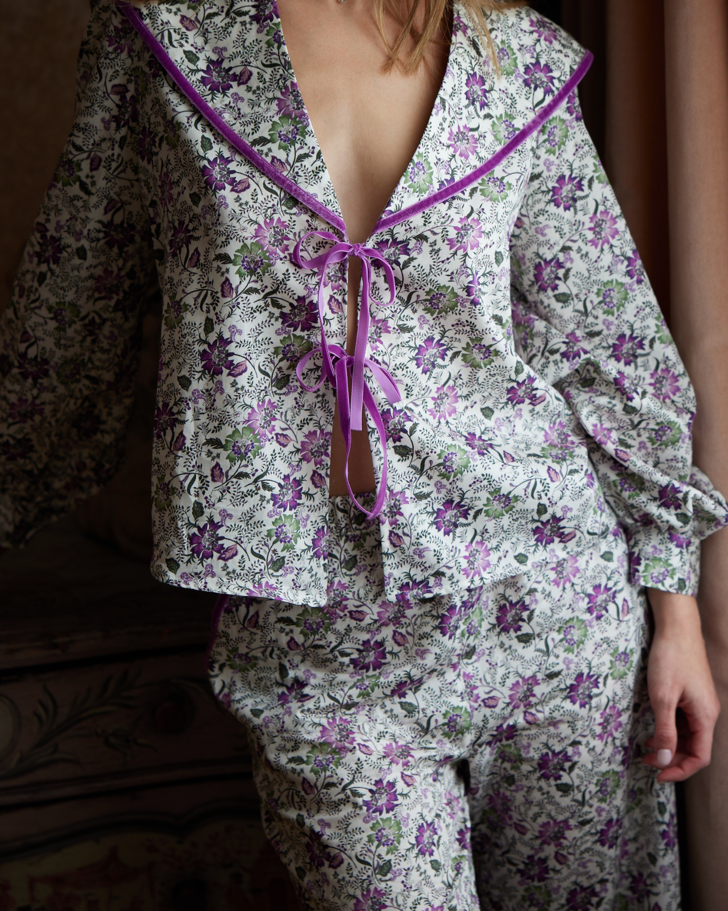 PIJAMA CASTILLO (morado y verde)