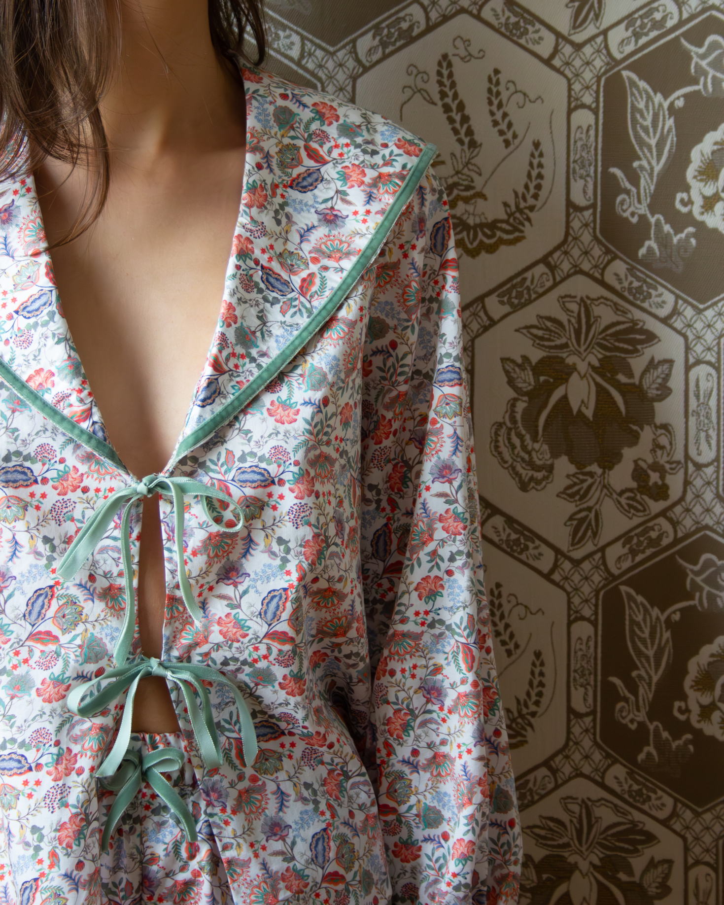 CASTLE PAJAMAS (coral and green)