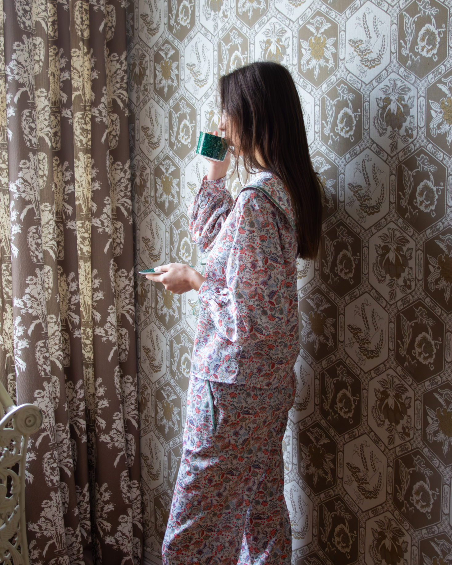 CASTLE PAJAMAS (coral and green)