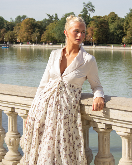 MERCEDES NIGHTGOWN AND VICTORIA DRESSING GOWN SET (BEIGE)