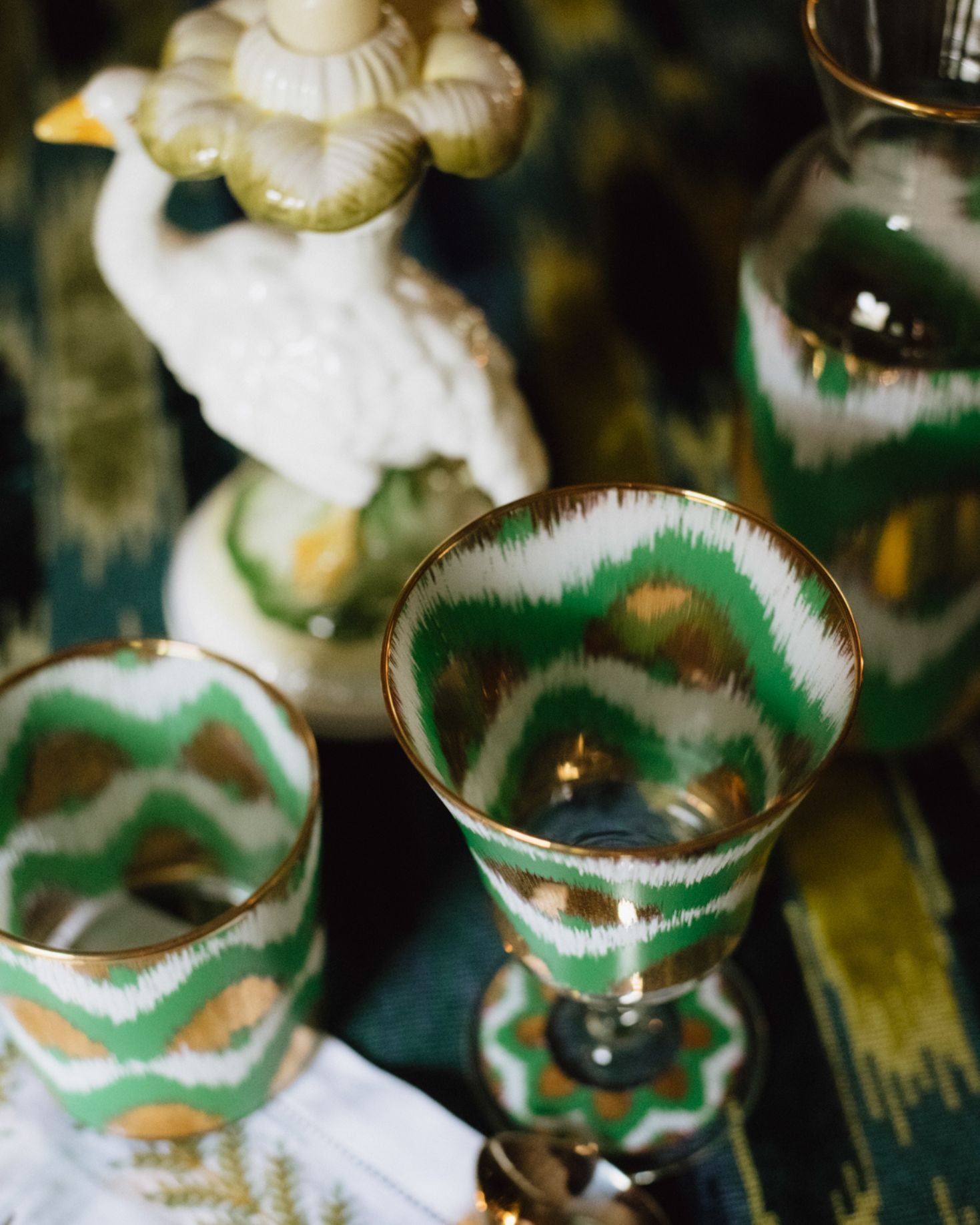GREEN IKAT GLASS