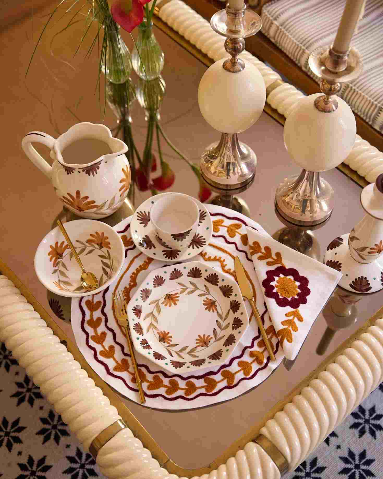 SET INDIVIDUAL Y SERVILLETA CALÉNDULA NARANJA