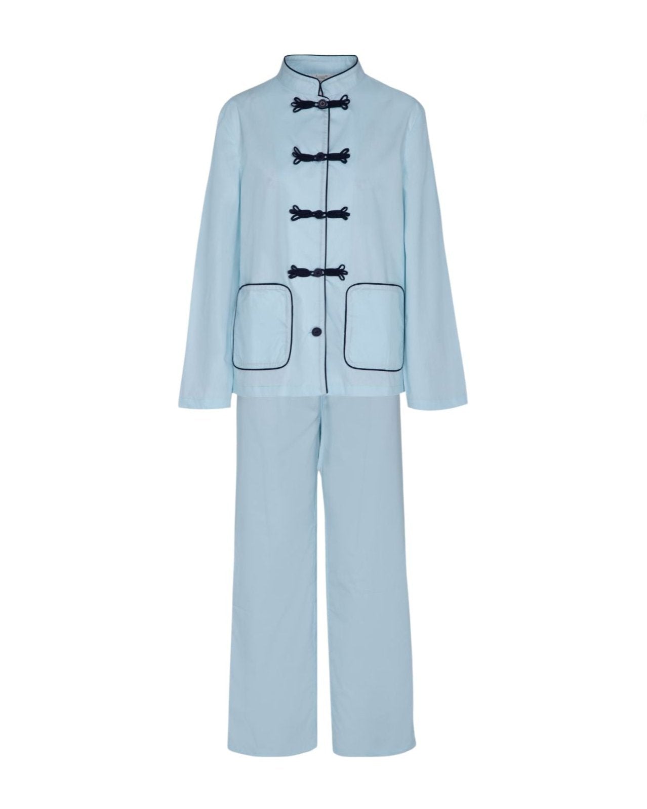 CONJUNTO PIJAMA AZUL CON RIBETE AZUL