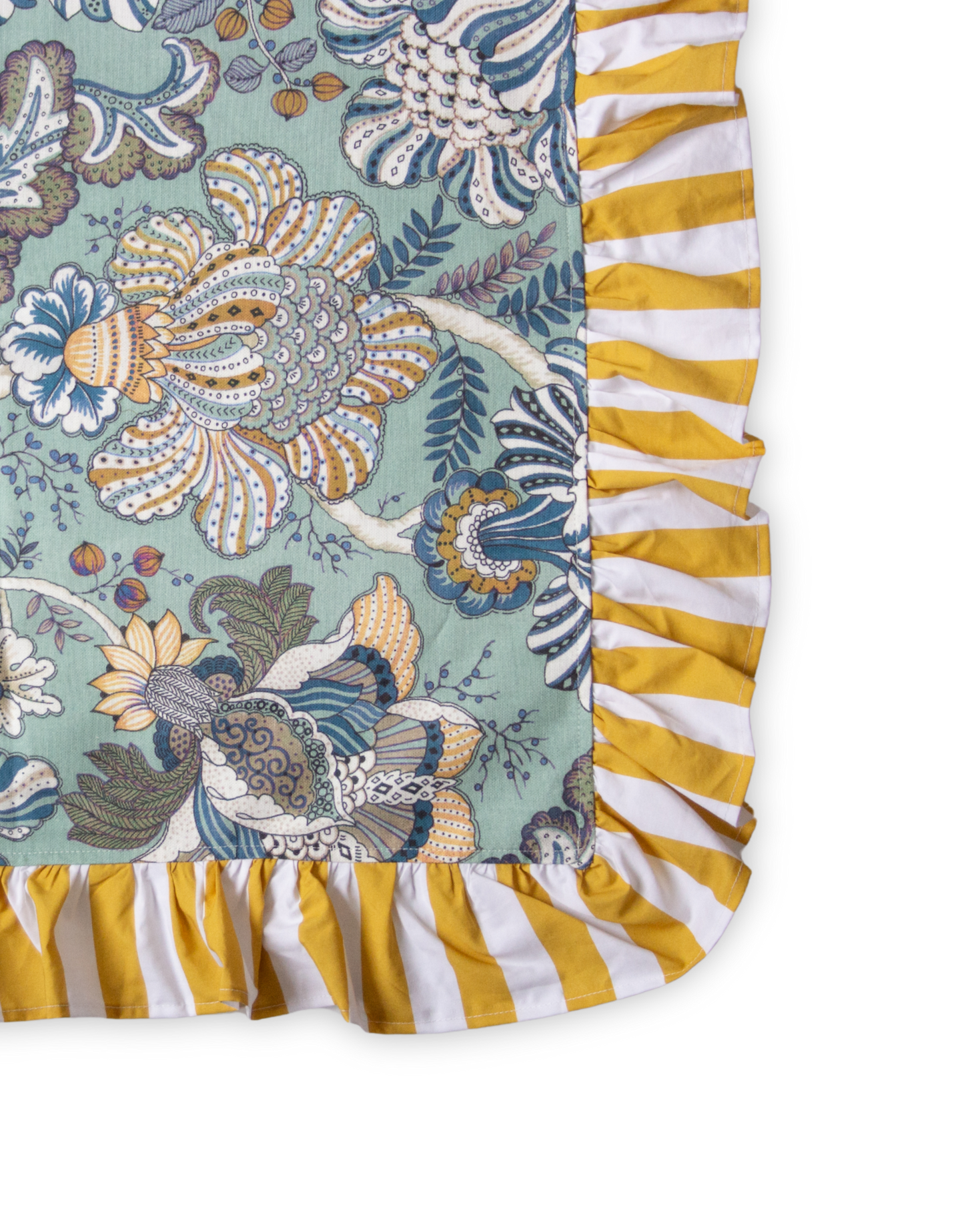 MANTEL CUADRADO BEGONIA (azul y amarillo)