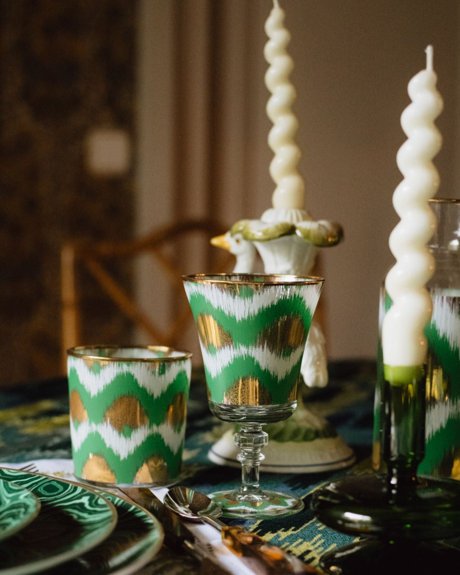GREEN IKAT GLASS