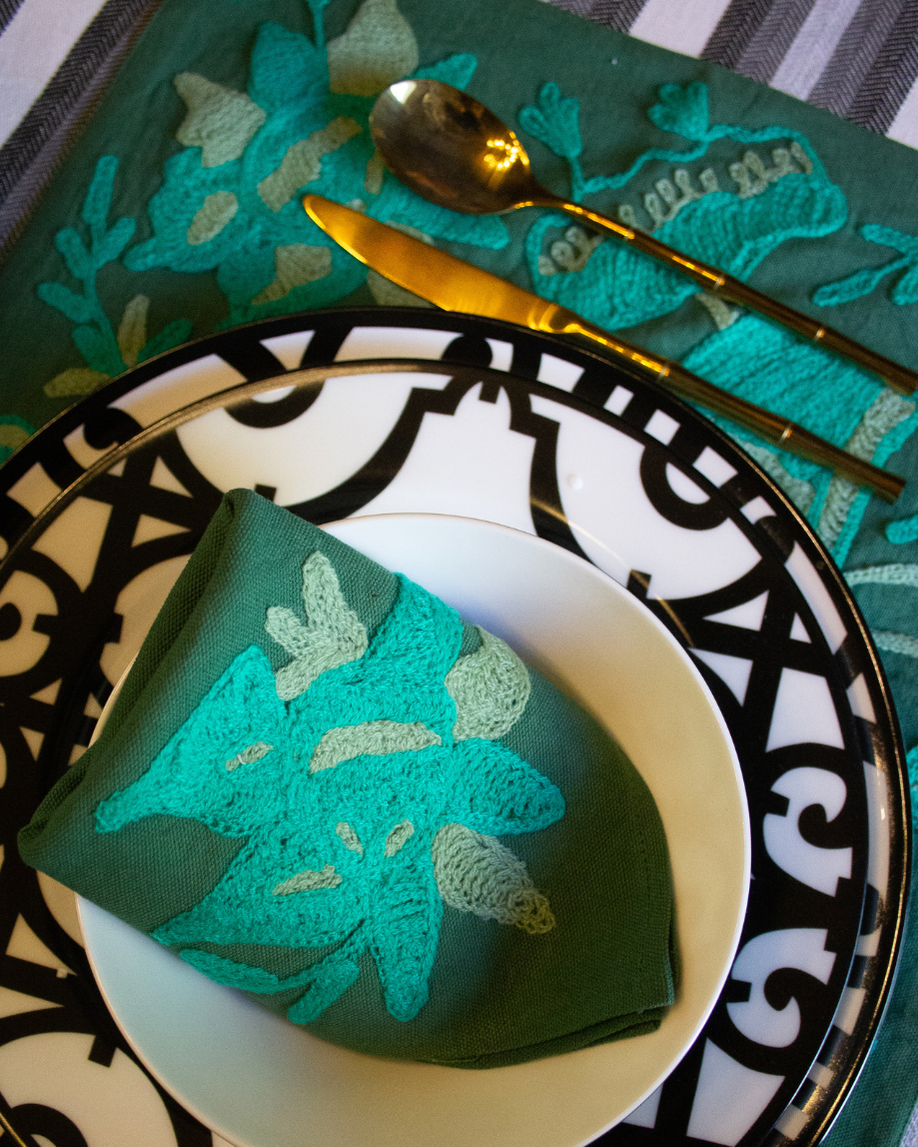 SET INDIVIDUAL Y SERVILLETA CAÑA VERDE