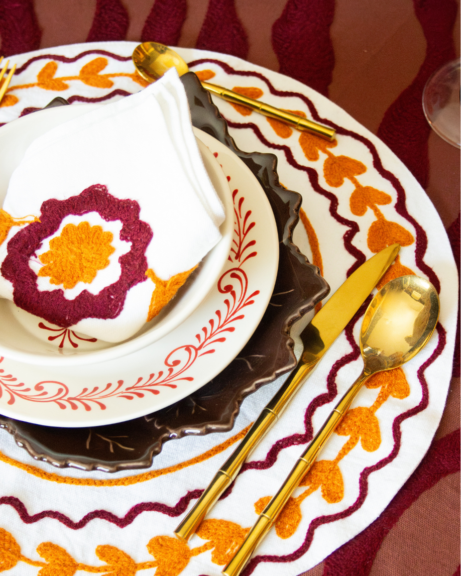 SET INDIVIDUAL Y SERVILLETA CALÉNDULA NARANJA