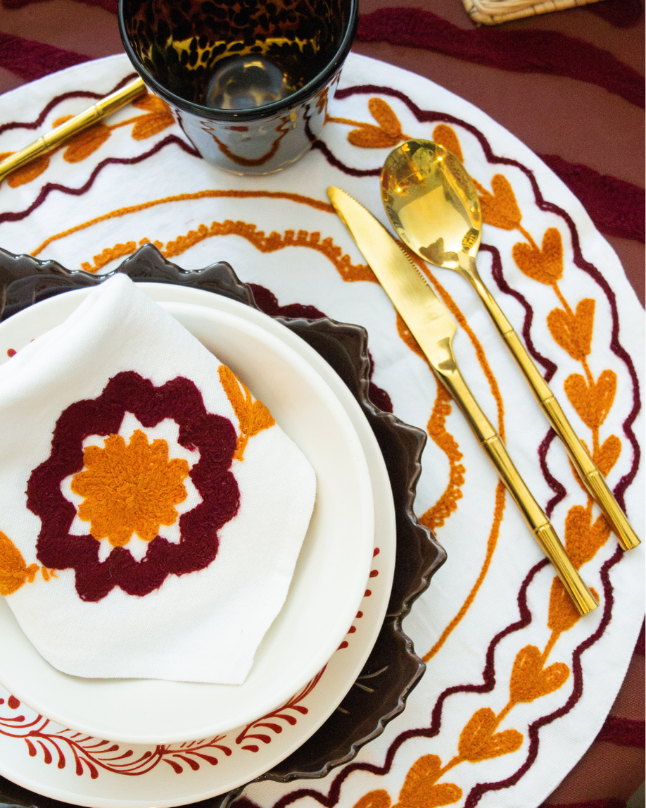 SET INDIVIDUAL Y SERVILLETA CALÉNDULA NARANJA