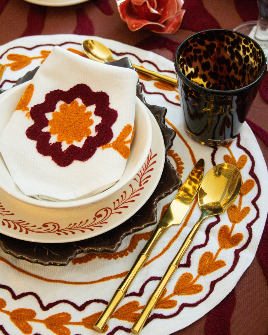 SET INDIVIDUAL Y SERVILLETA CALÉNDULA NARANJA