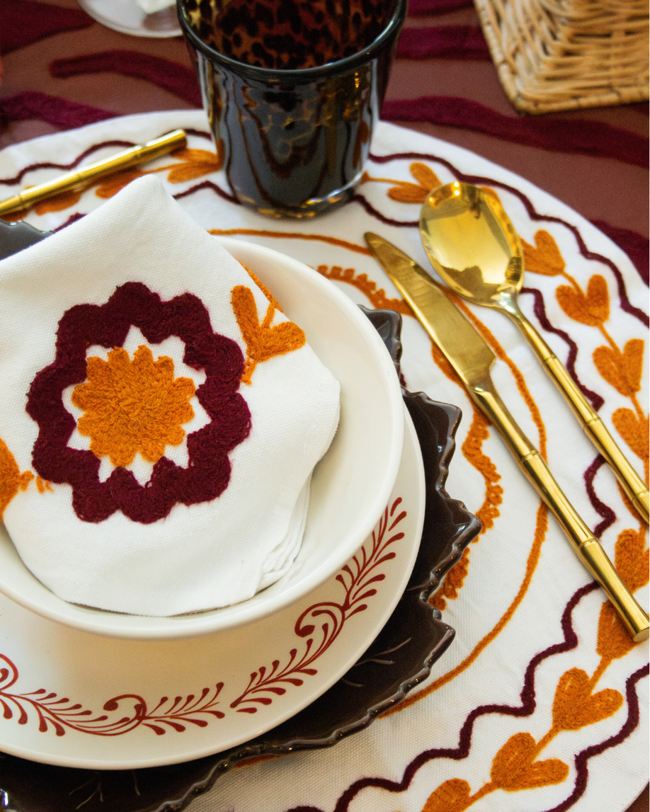 SET INDIVIDUAL Y SERVILLETA CALÉNDULA NARANJA