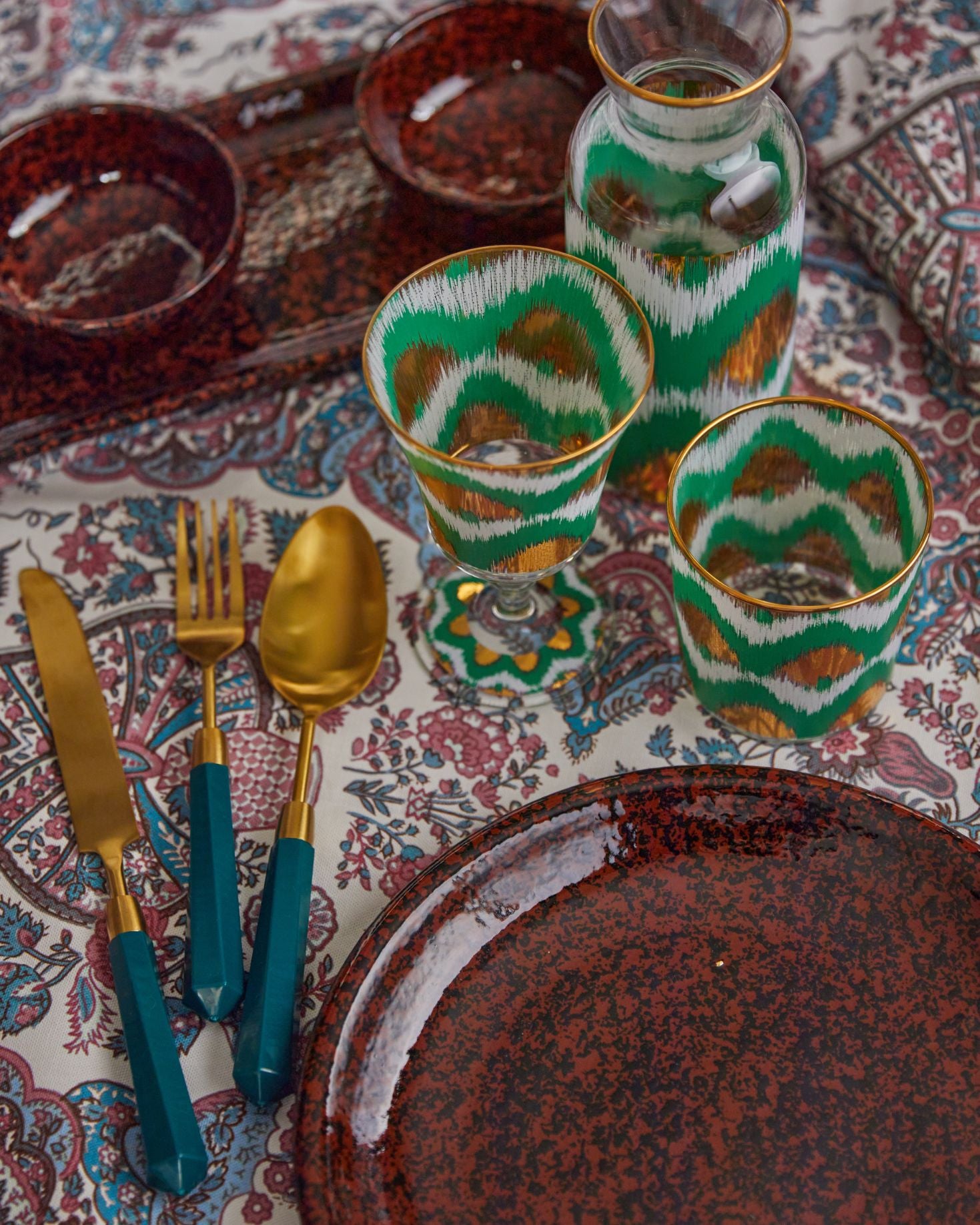 GREEN IKAT GLASS