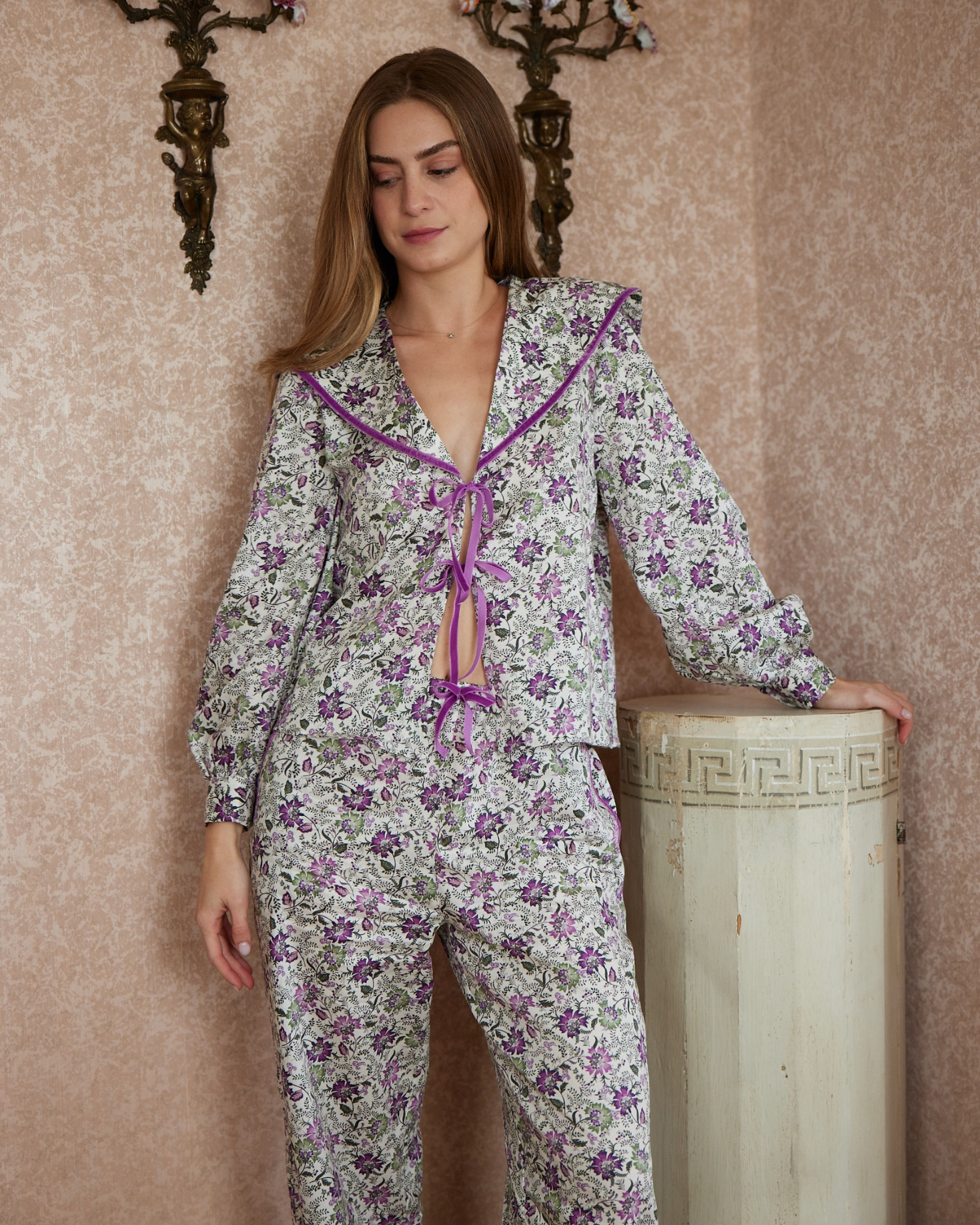 PIJAMA CASTILLO (morado y verde)