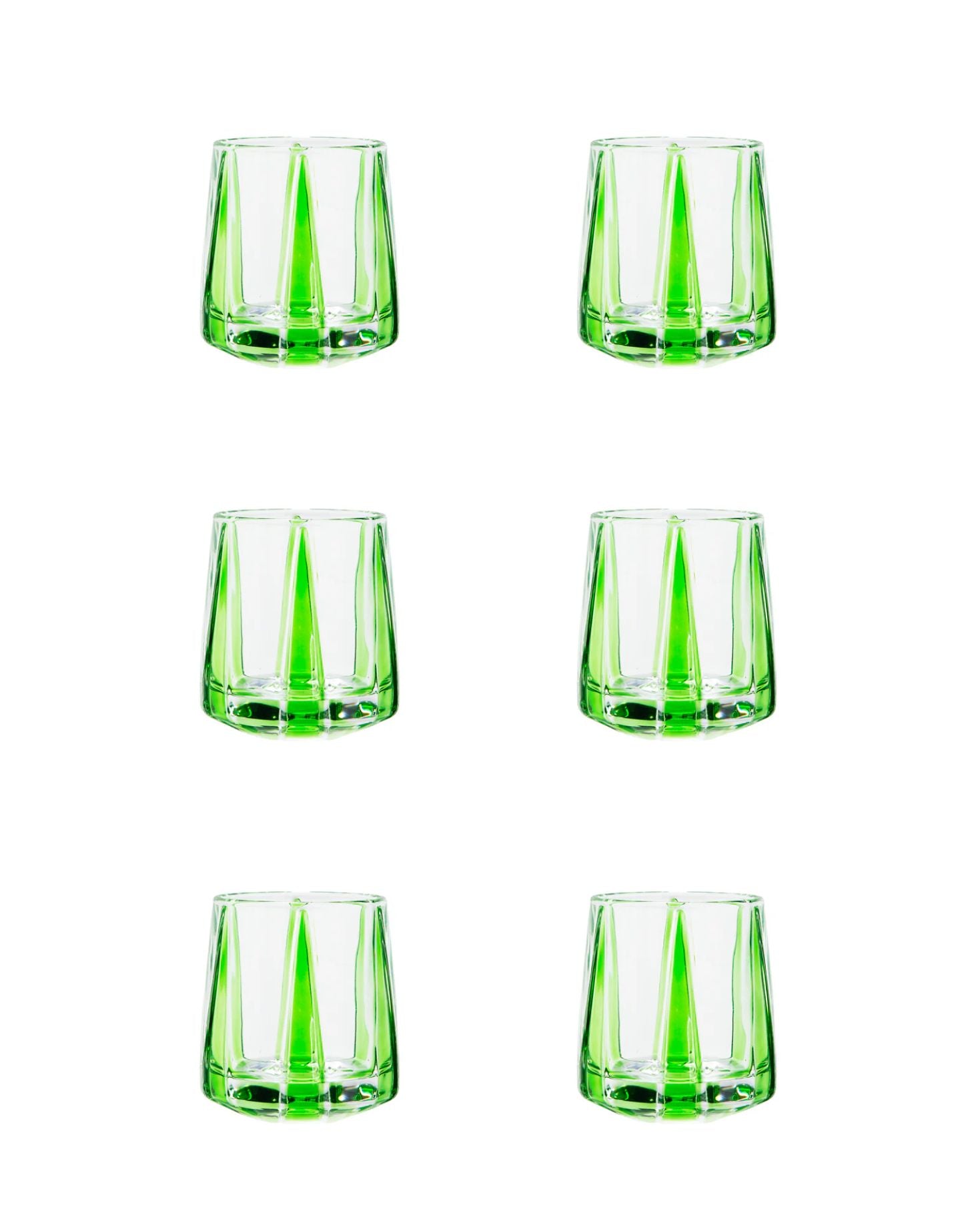 SET DE 6 VASOS DE CRISTAL VERDE