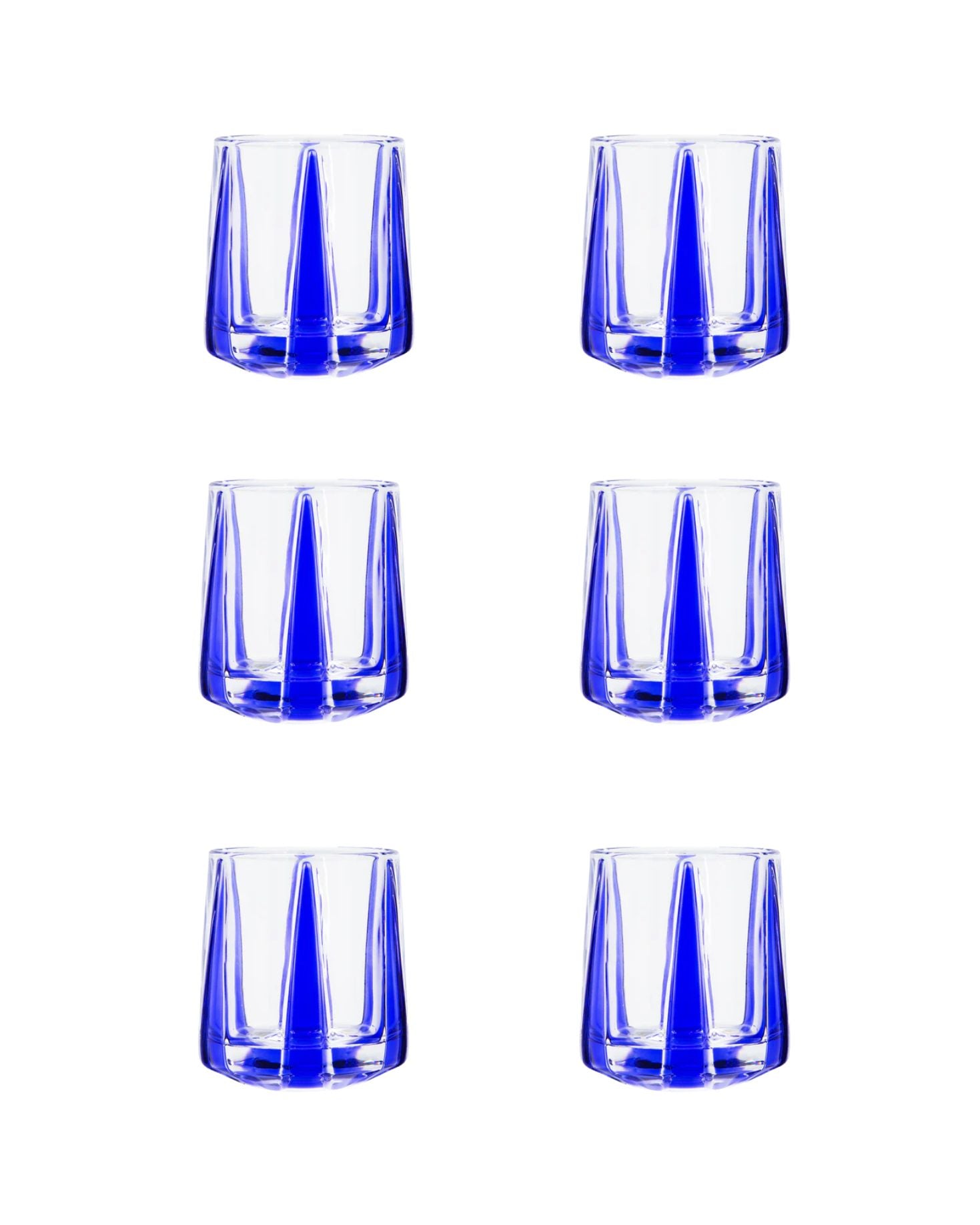 SET DE 6 VASOS DE CRISTAL AZUL