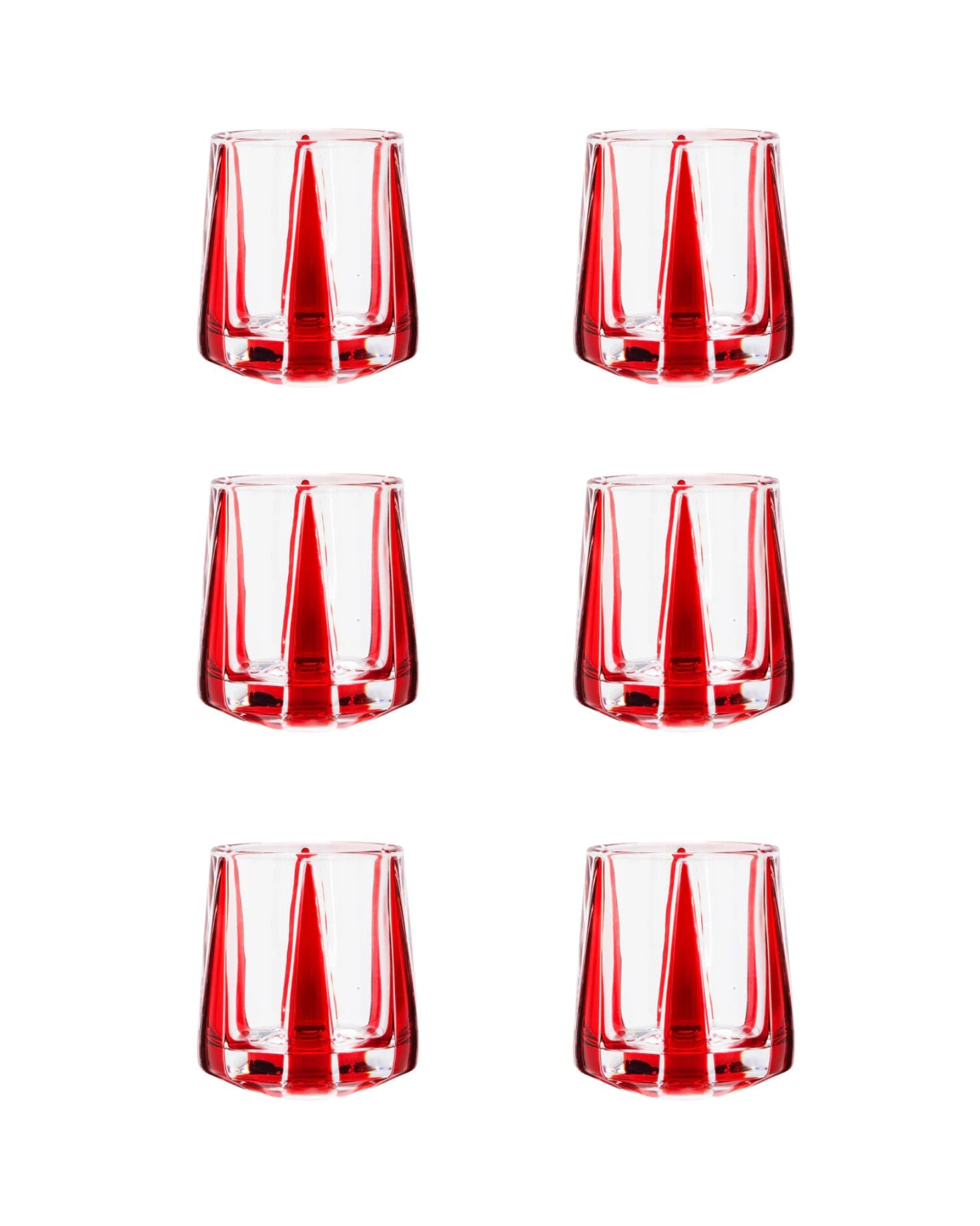 SET DE 6 VASOS DE CRISTAL ROJO