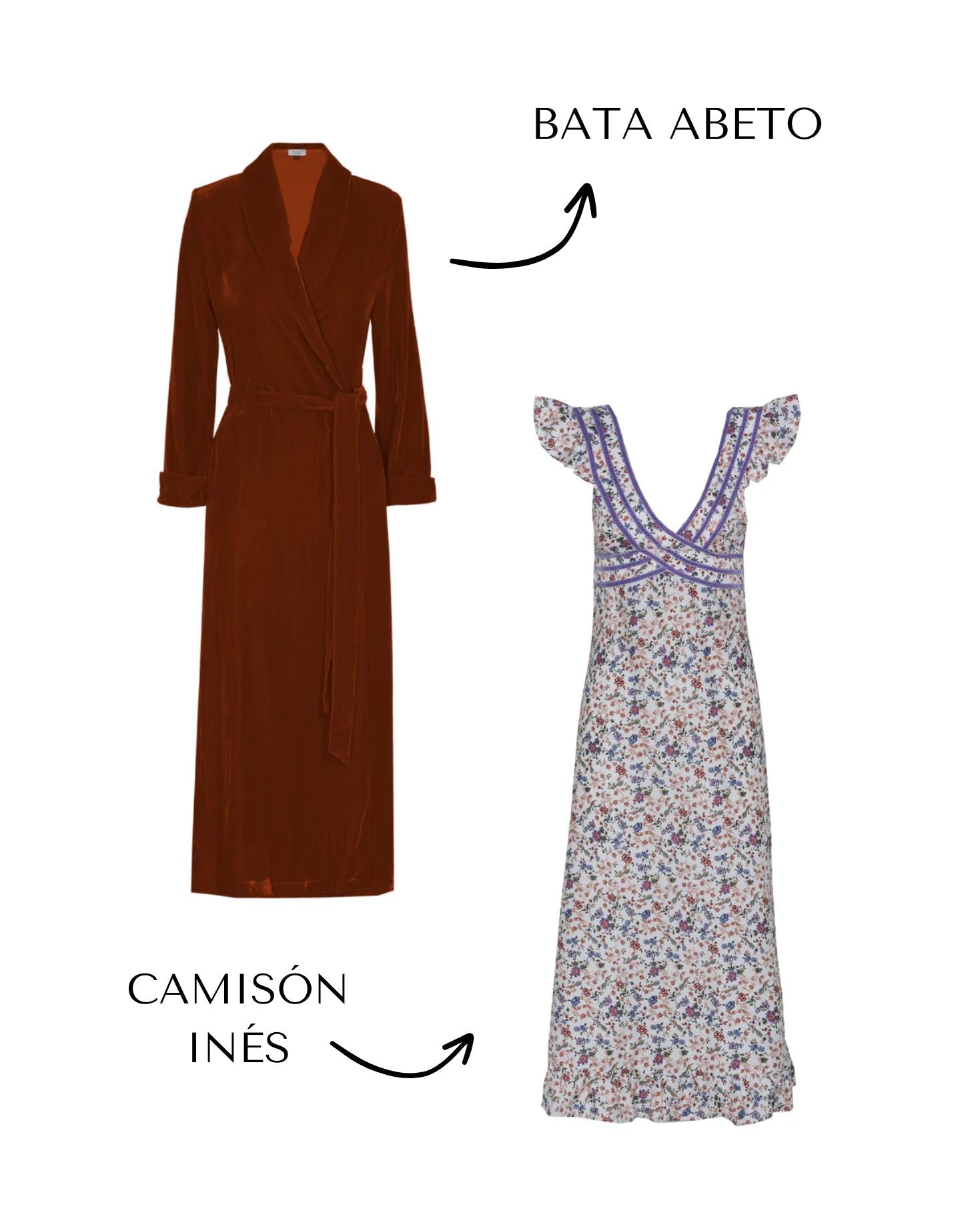 PACK DE BATA ABETO Y CAMISÓN INÉS LILA