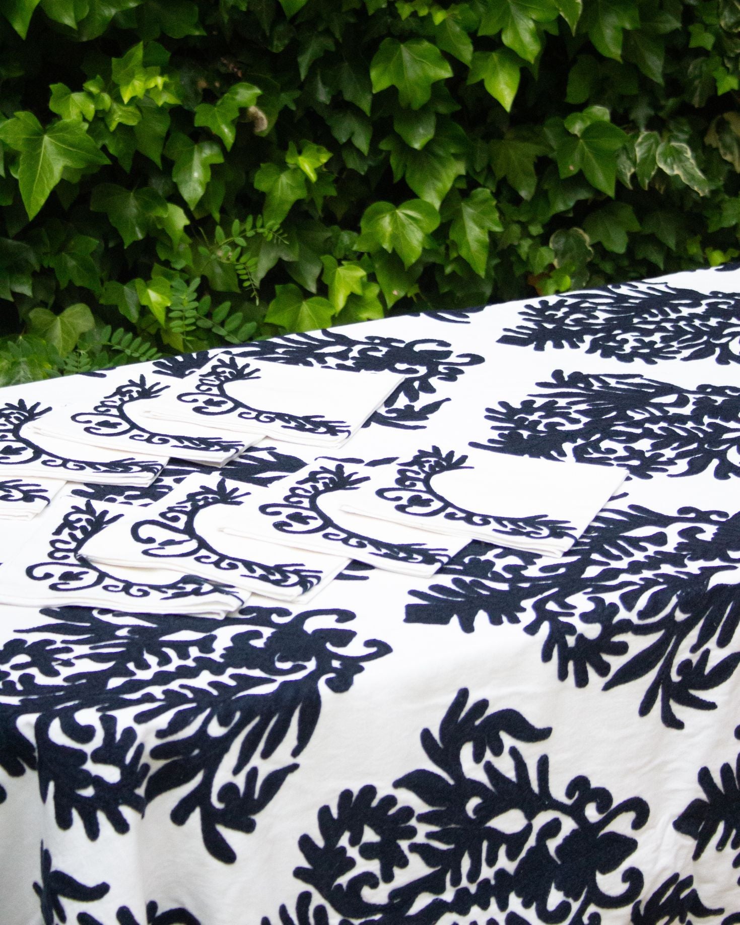 SET MANTEL Y SERVILLETAS CALAS AZUL