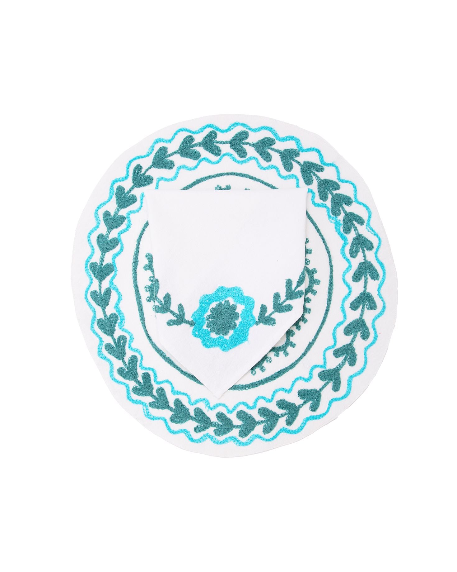 SET INDIVIDUAL Y SERVILLETA CALÉNDULA AZUL