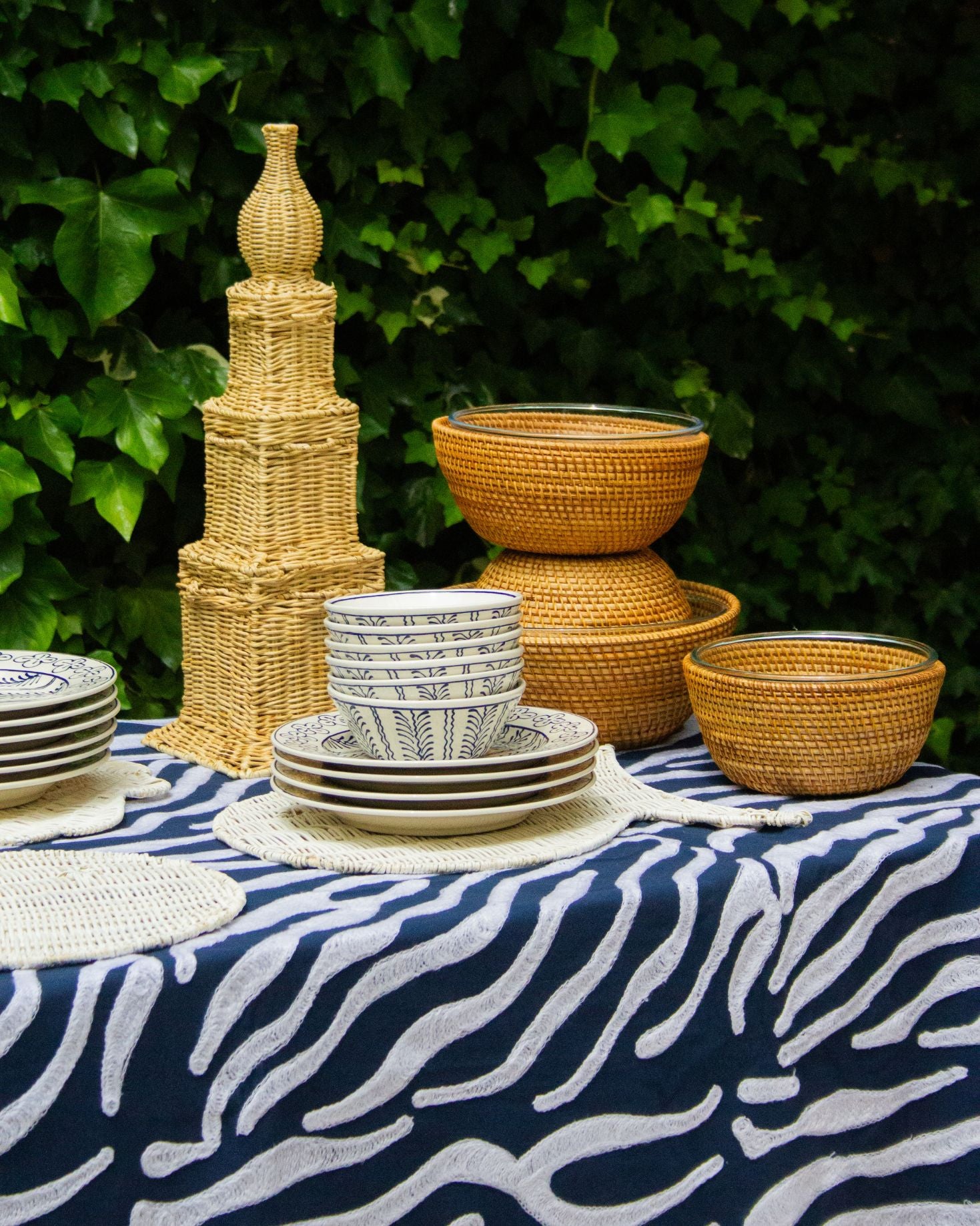 SET MANTEL Y SERVILLETAS CEBRA AZUL