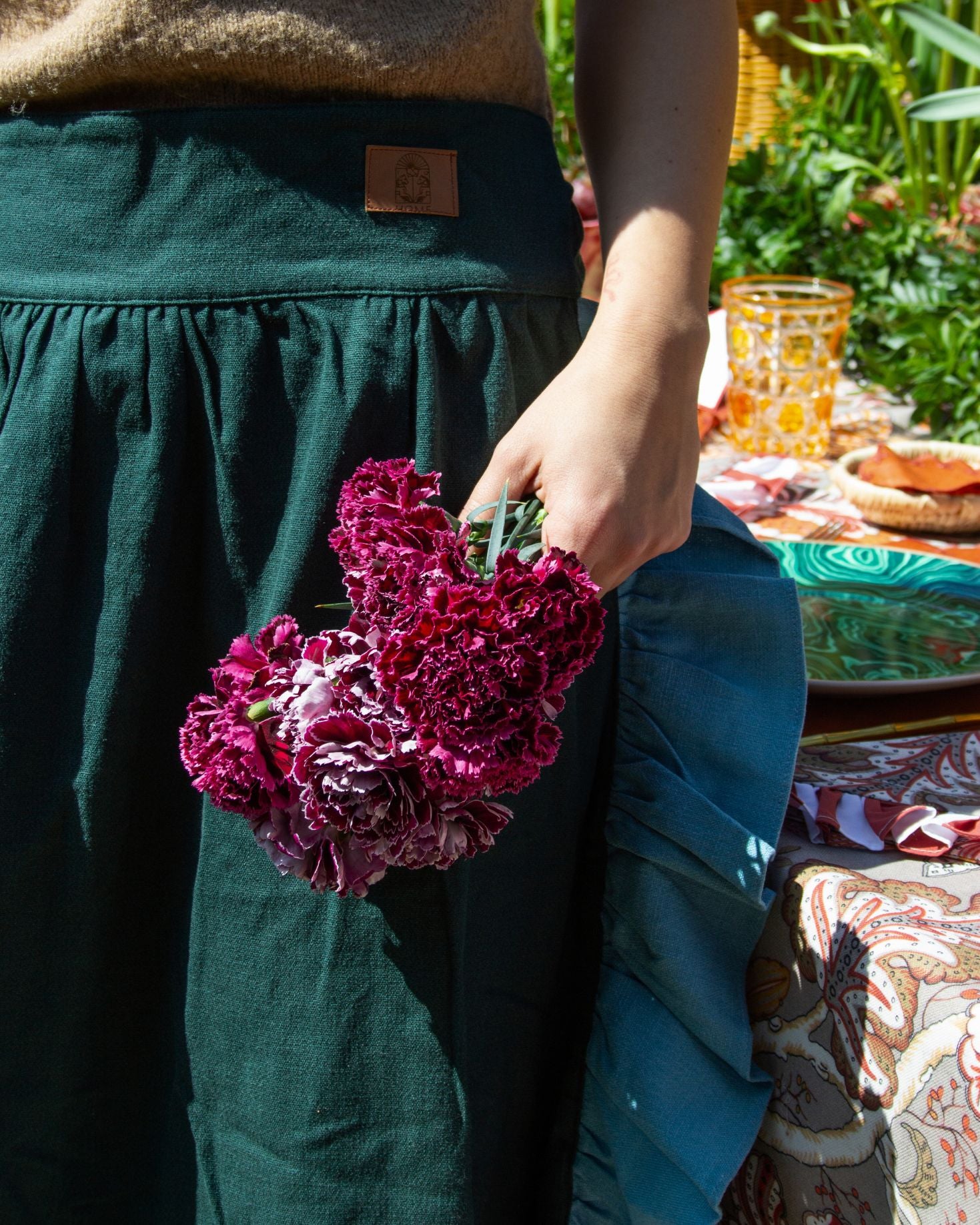 DELANTAL FALDA LINO VERDE