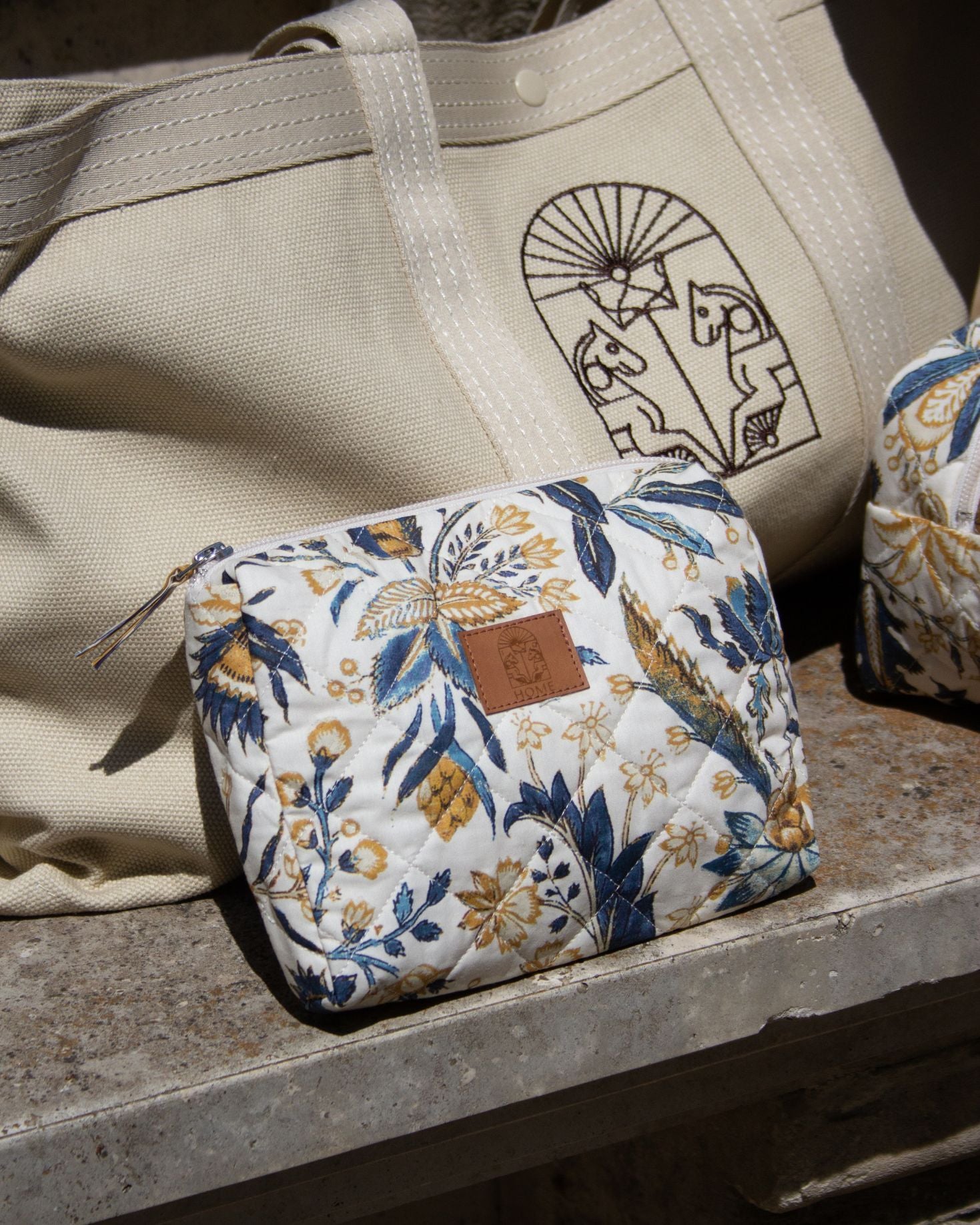 PACK 2 NECESERES FLORAL AZUL