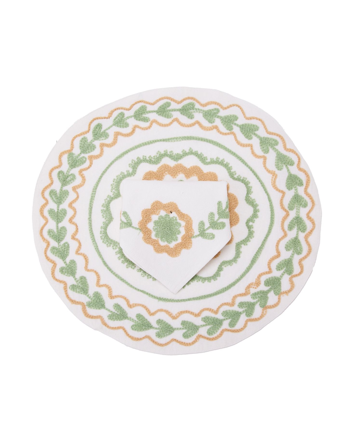 SET INDIVIDUAL Y SERVILLETA CALÉNDULA VERDE