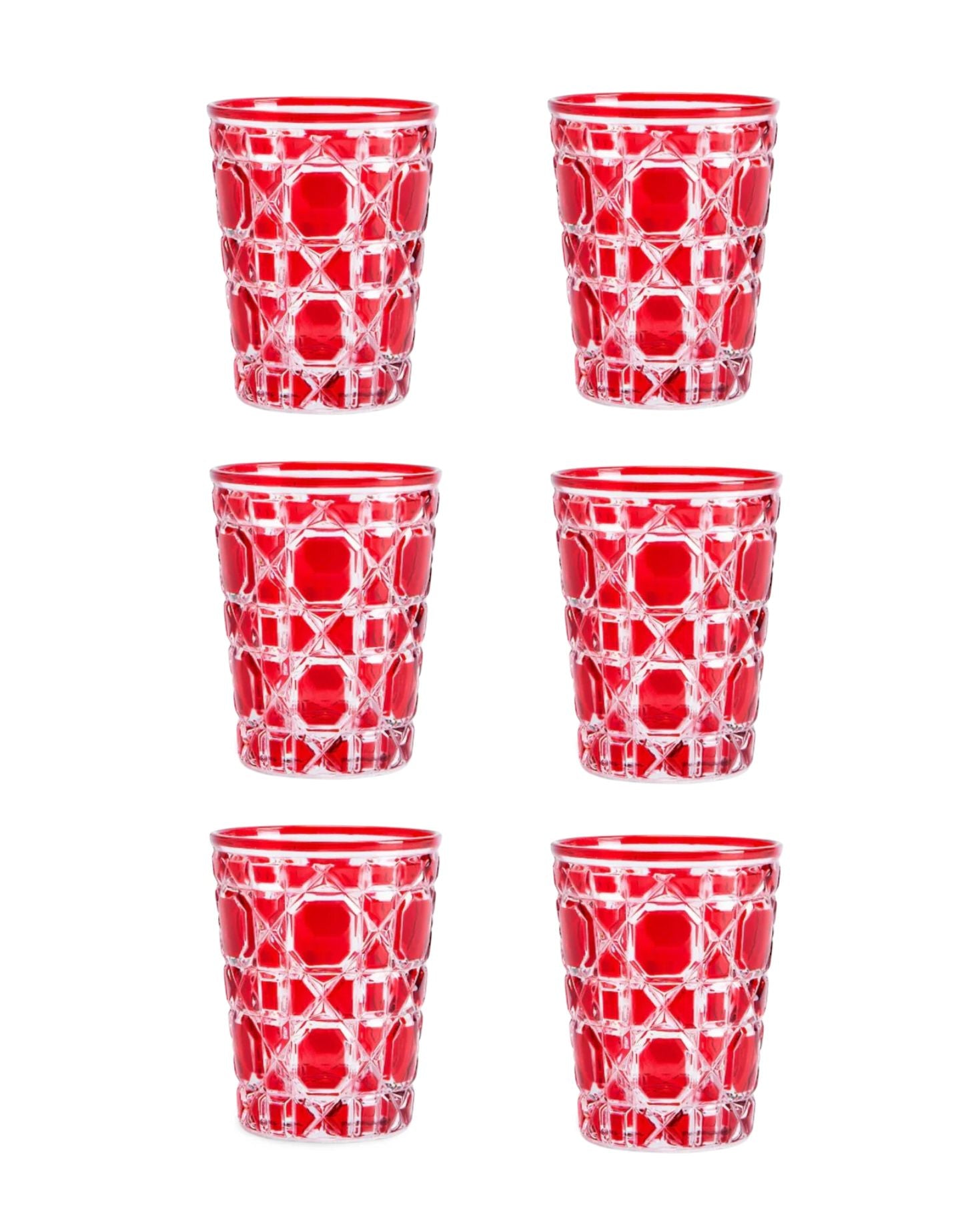 PACK OF 6 RED GLASS GLASSES