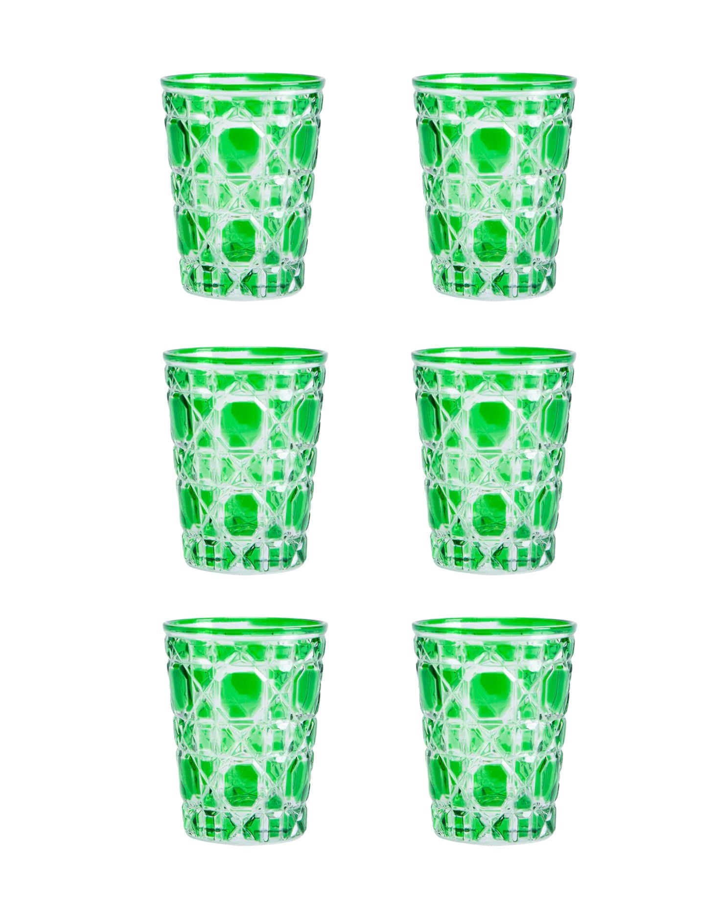 PACK OF 6 GREEN GLASS GLASSES