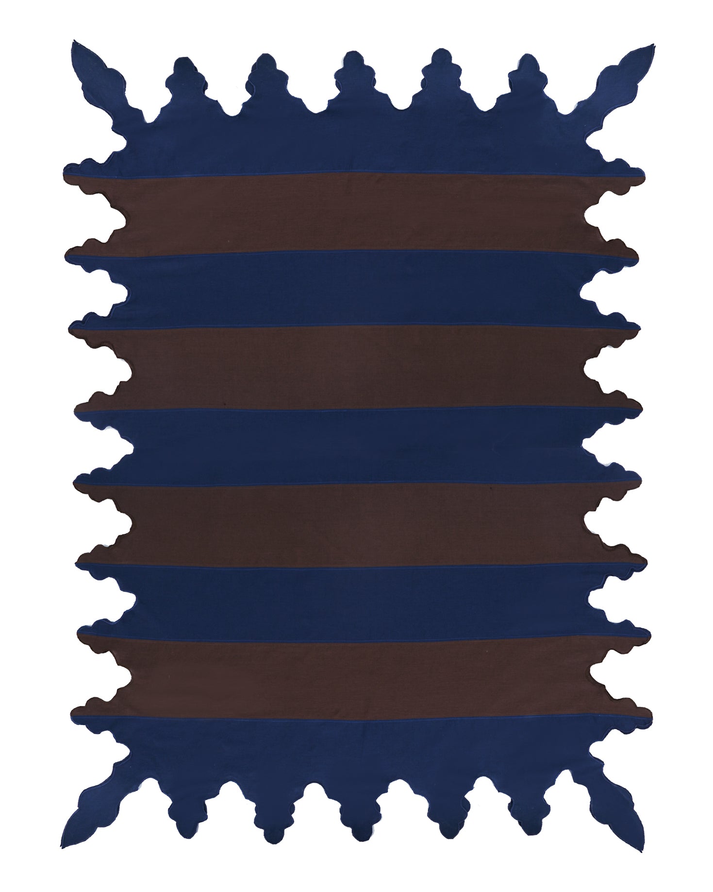 BLUE AND BROWN TABLECLOTH AND INDIVIDUAL SET