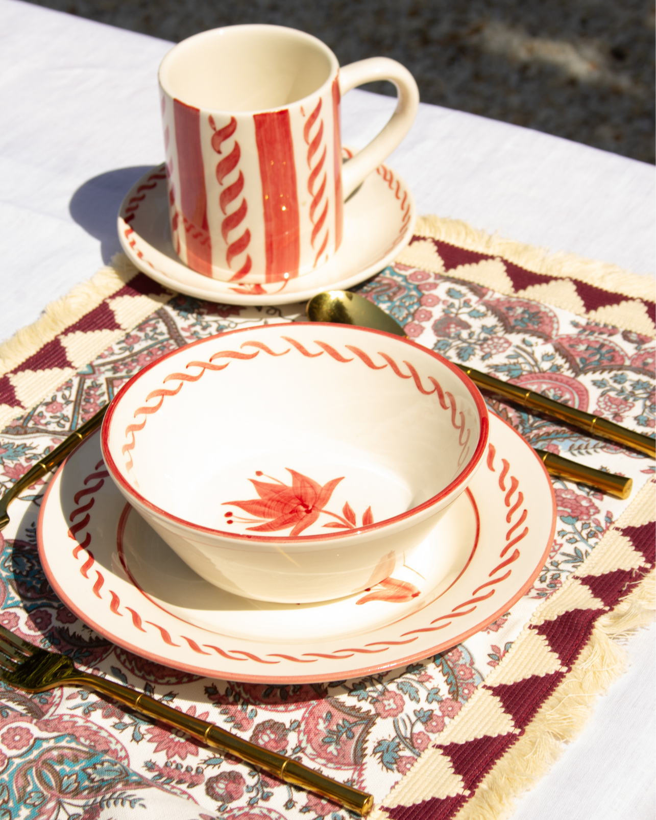 INDIVIDUAL AND BURGUNDY FLORAL NAPKINS