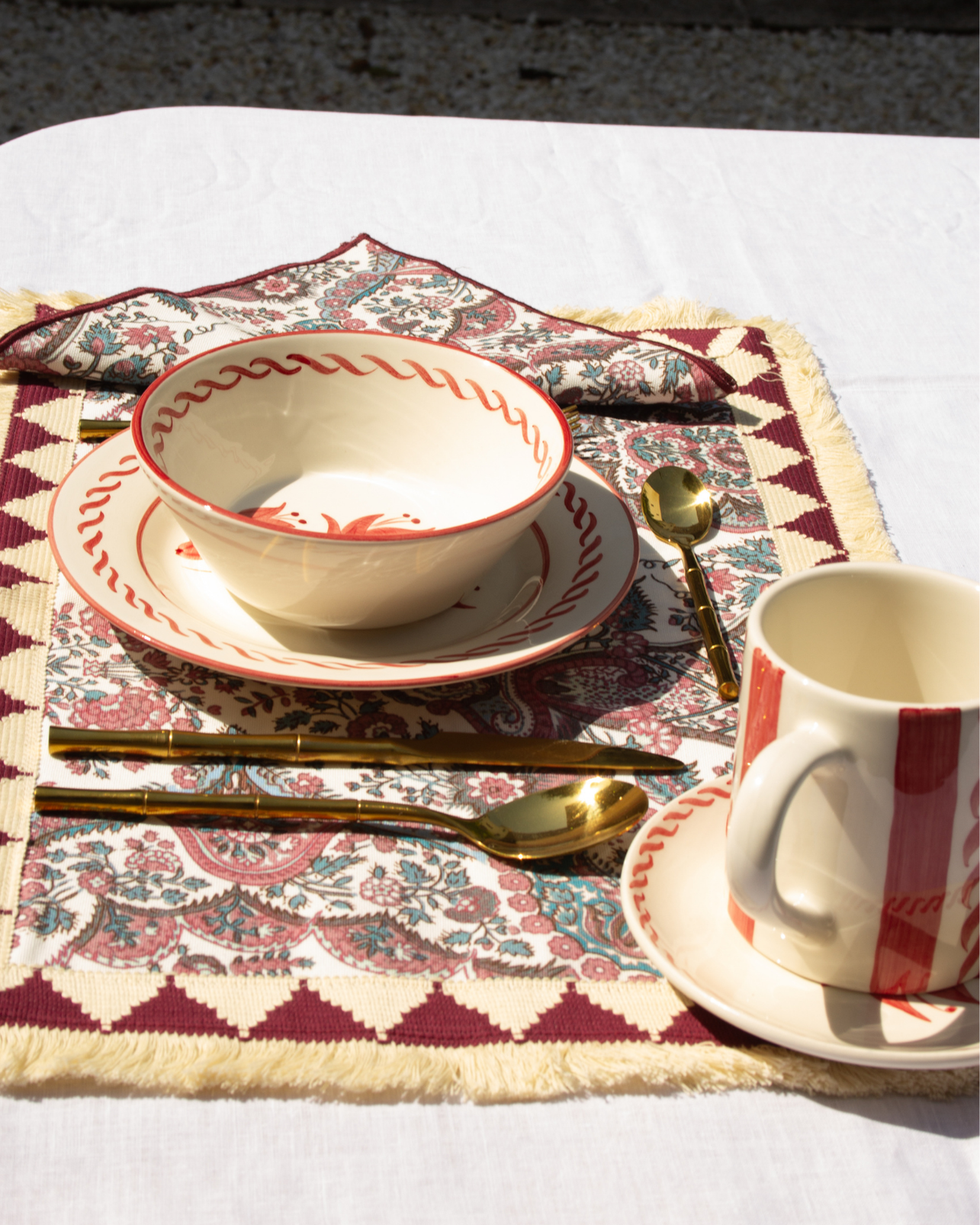 INDIVIDUAL AND BURGUNDY FLORAL NAPKINS