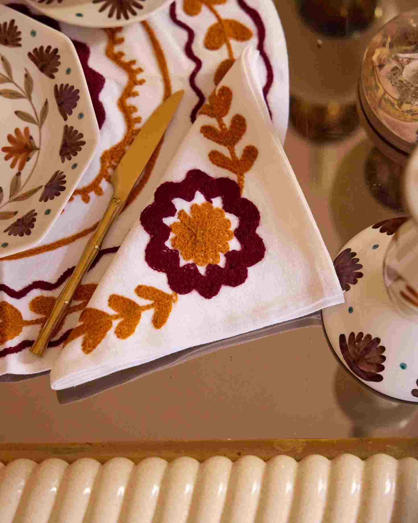 SET INDIVIDUAL Y SERVILLETA CALÉNDULA NARANJA