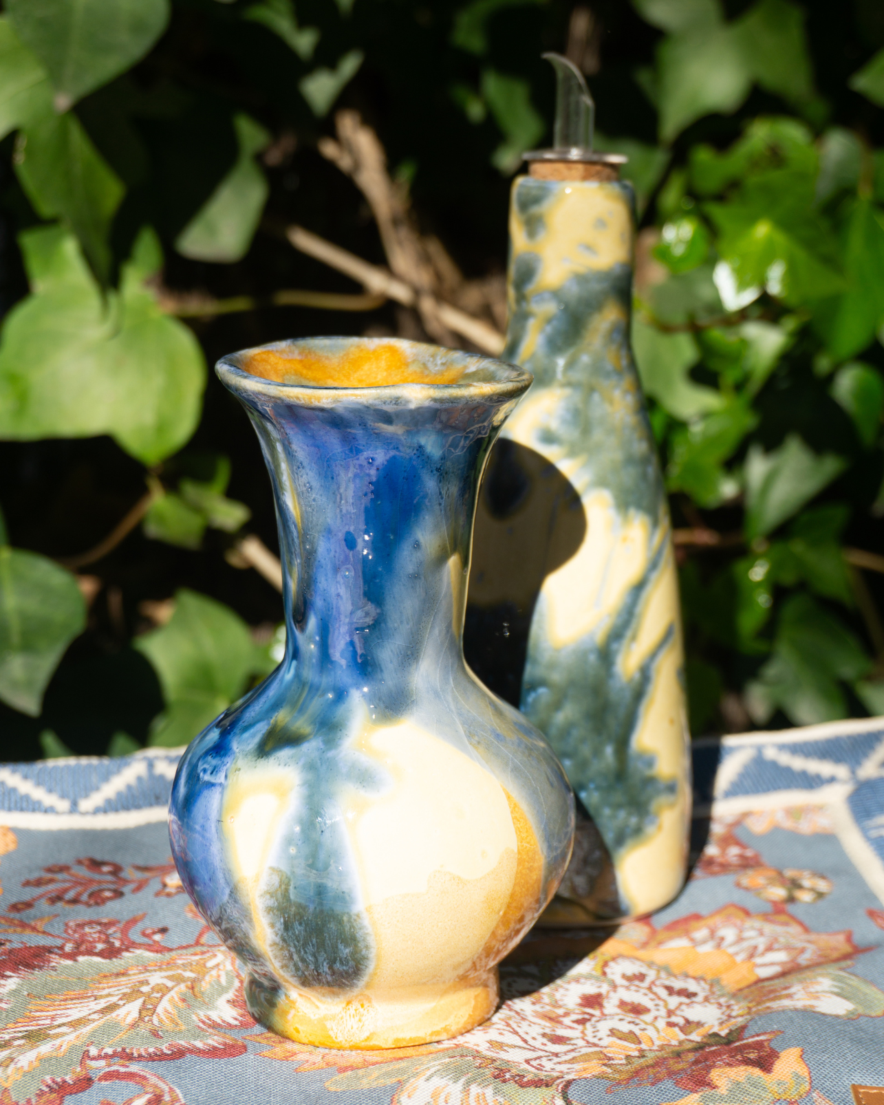 FLORERO CERÁMICA (Azul)